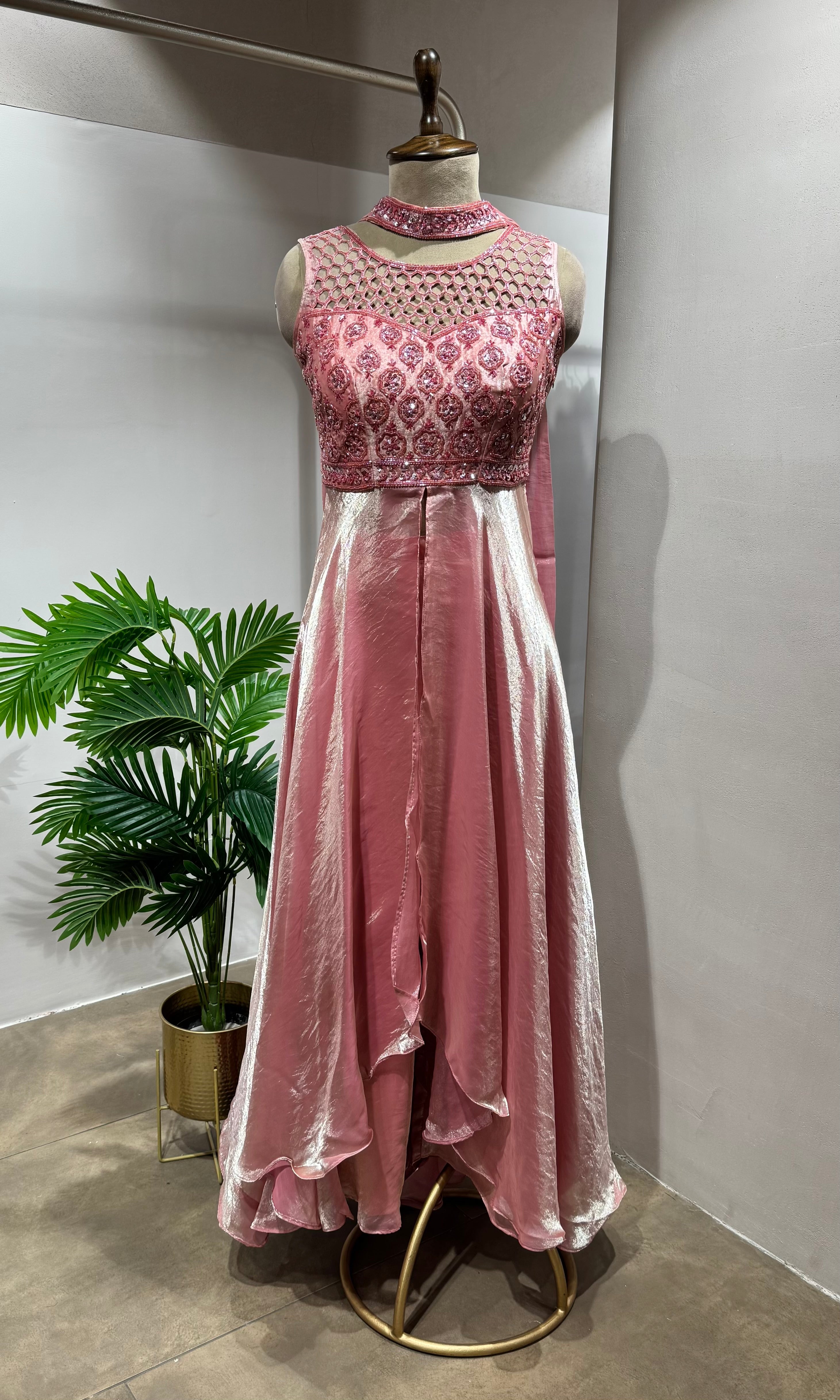 GOLD Shimmer ararkali with palazzo pants