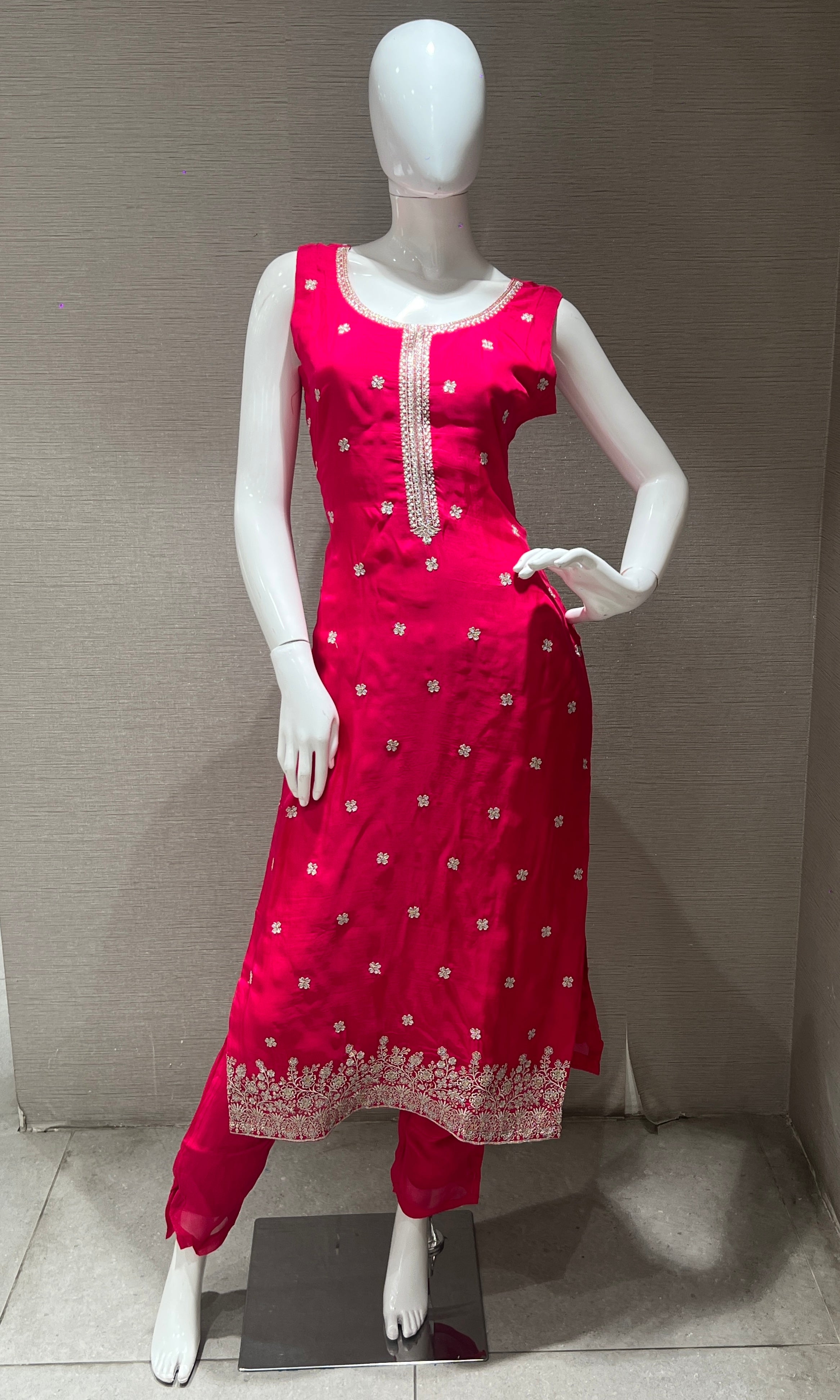 Pink Embroidered Kurta Set