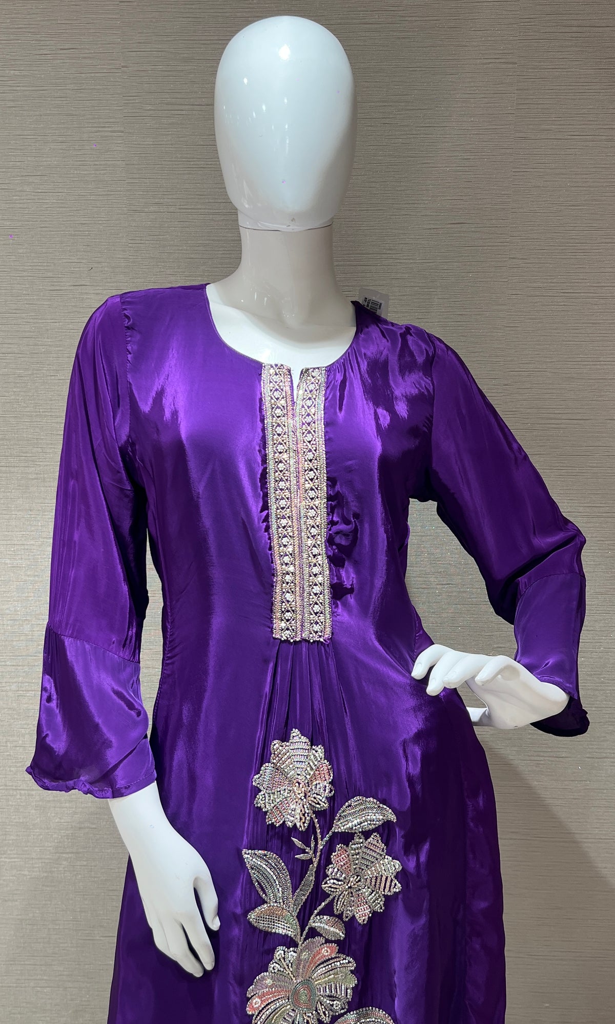 Purple silk kurta set
