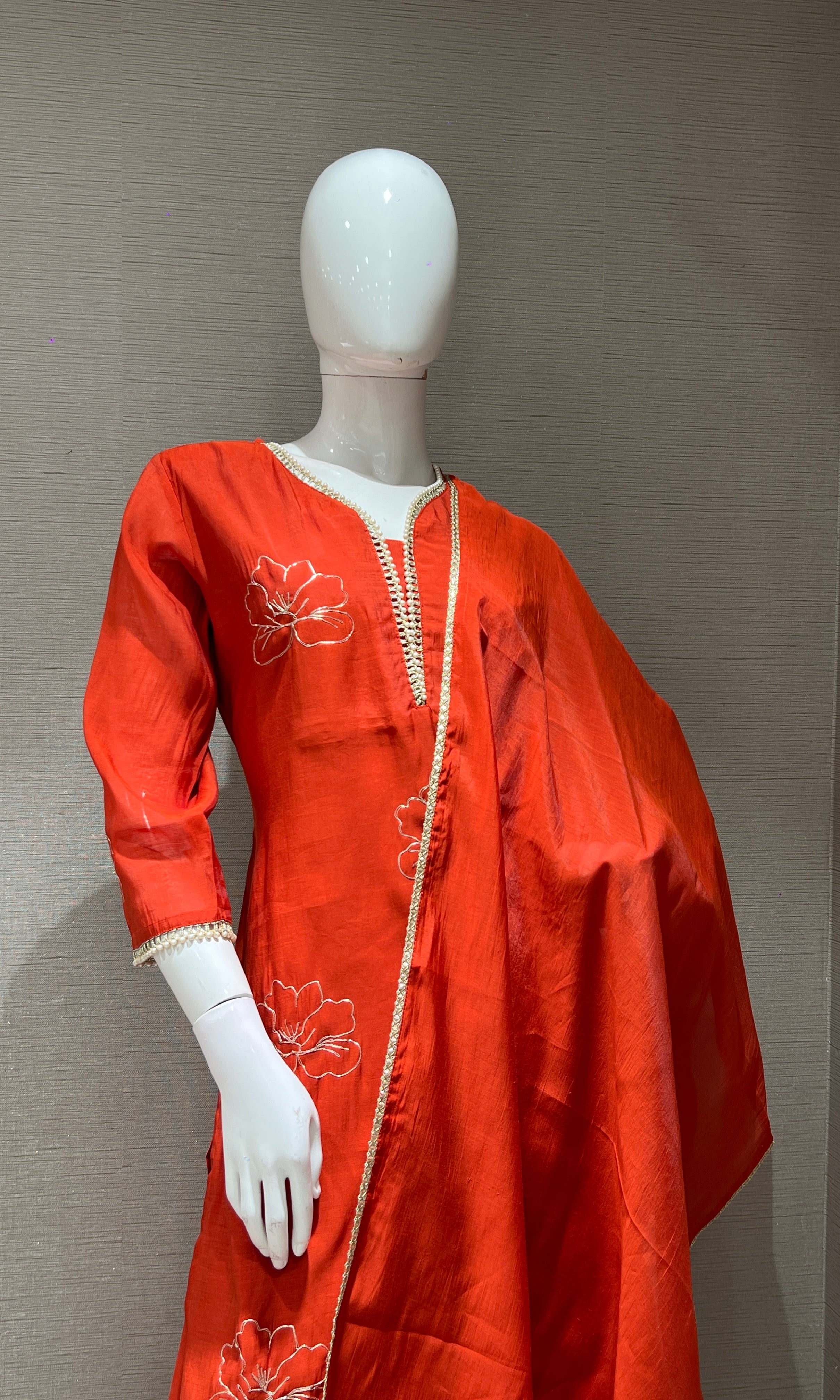 Rust KURTA SET WITH PALAZZO PANTS