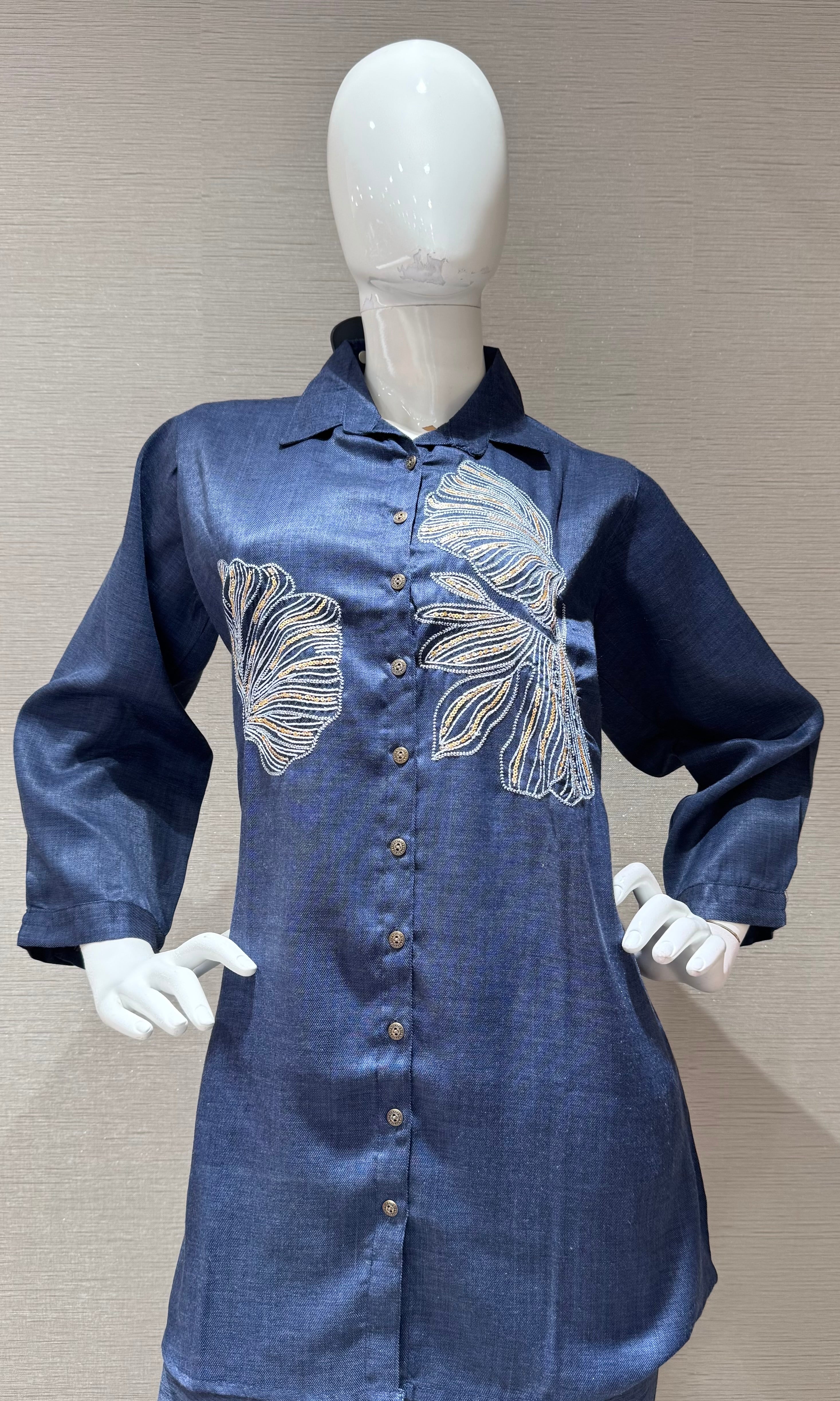 Indigo Blue Floral Cord Set