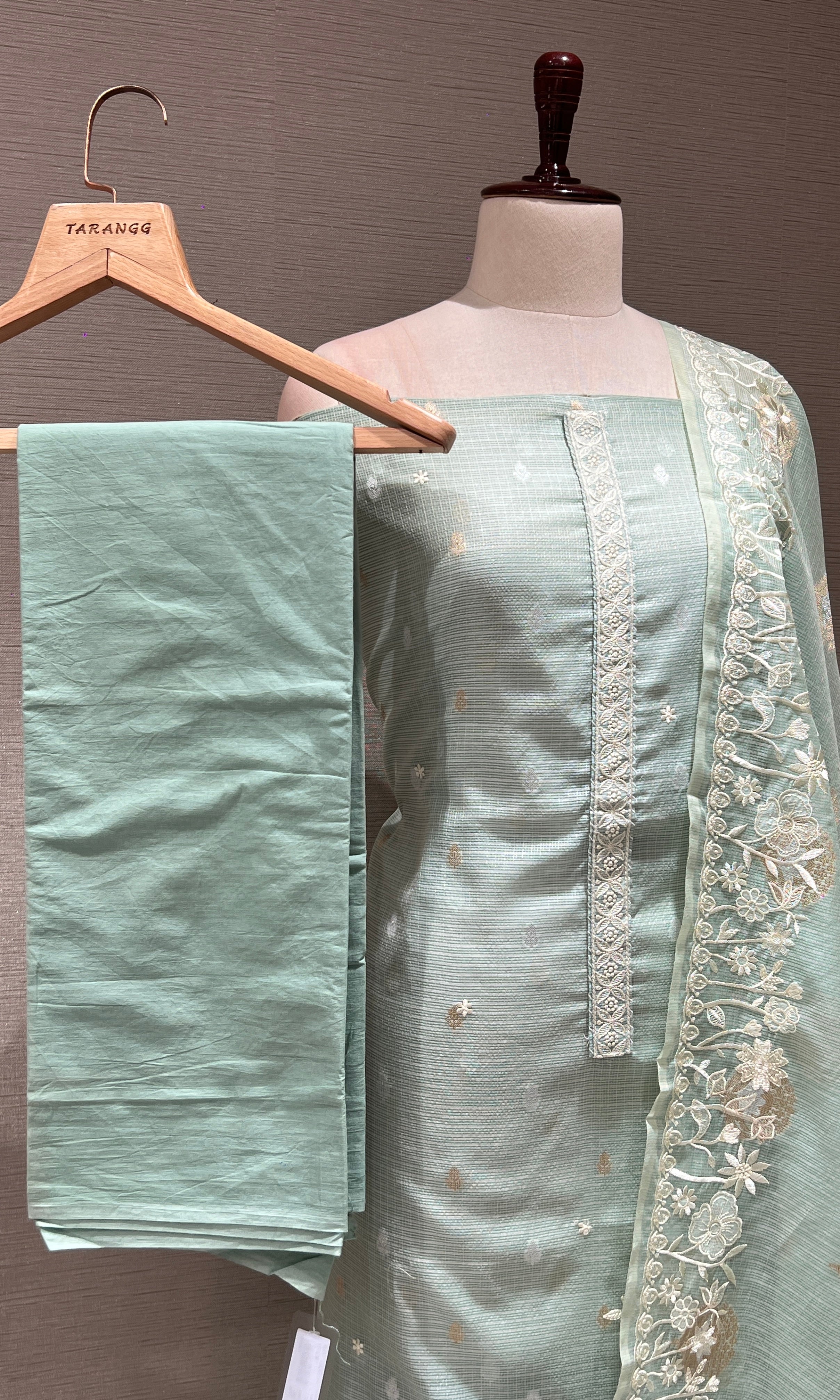 Pista green dress material