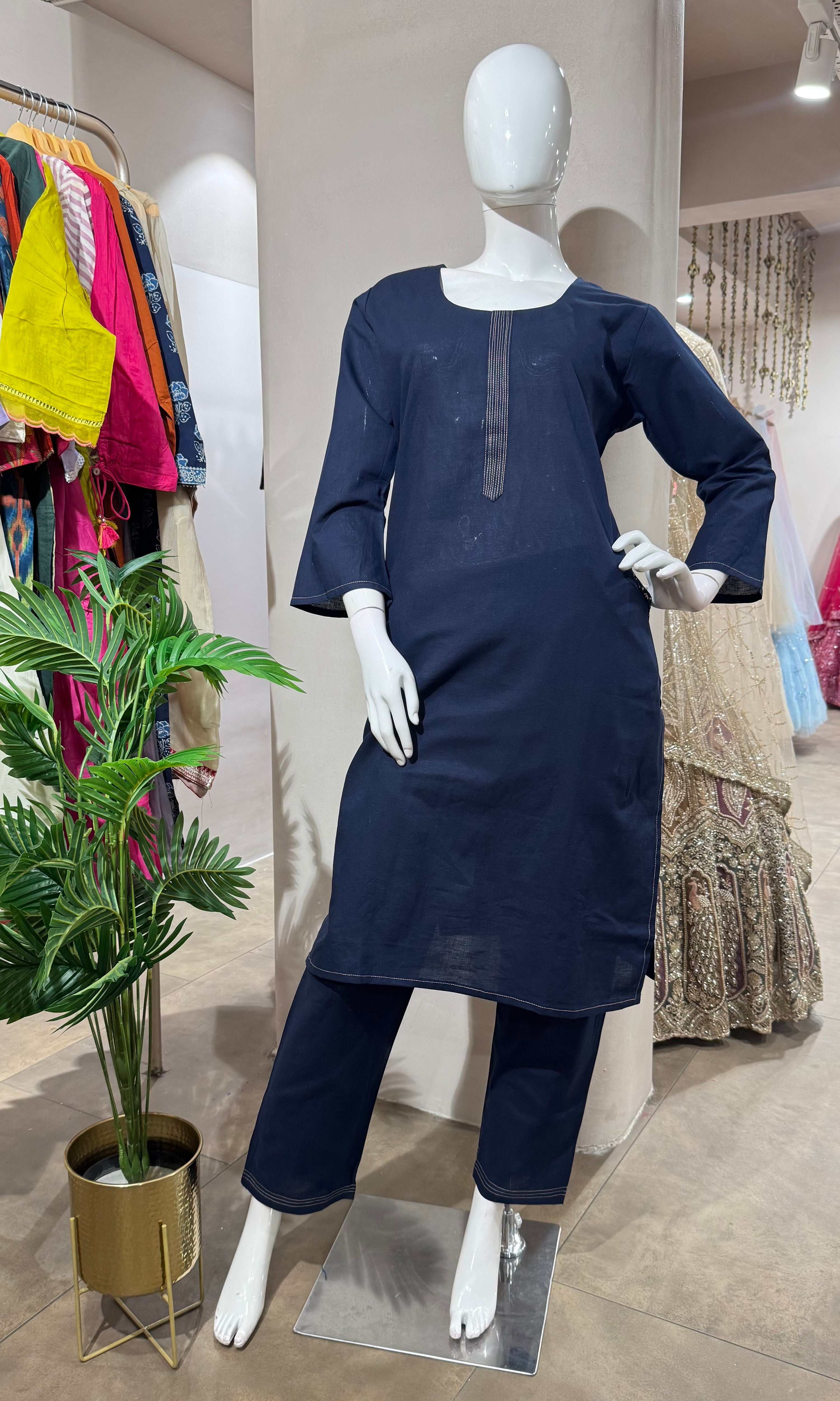 BLUE KURTI WITH BOTTOM