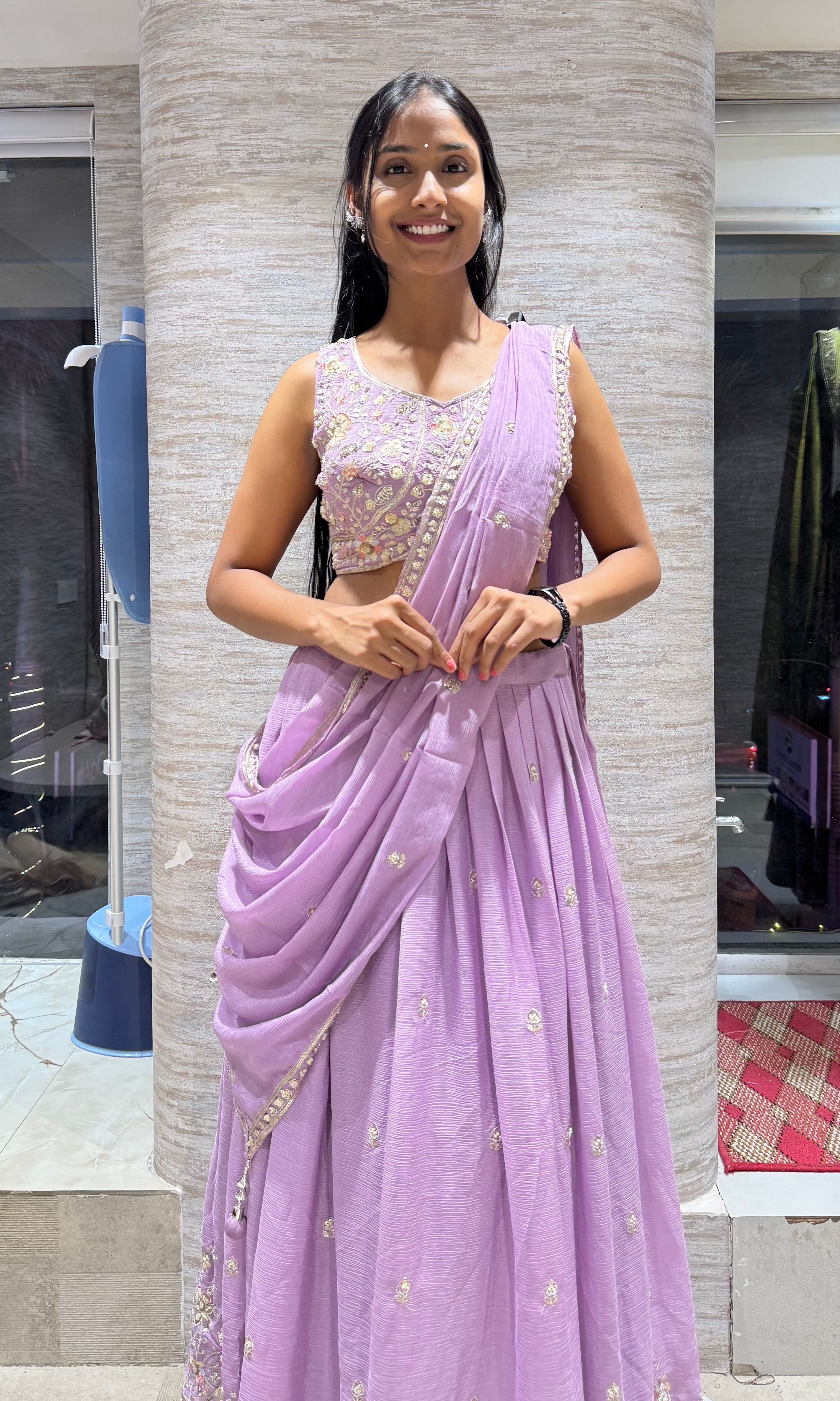 LAVENDER FLORAL EMBROIDERED LEHENGA