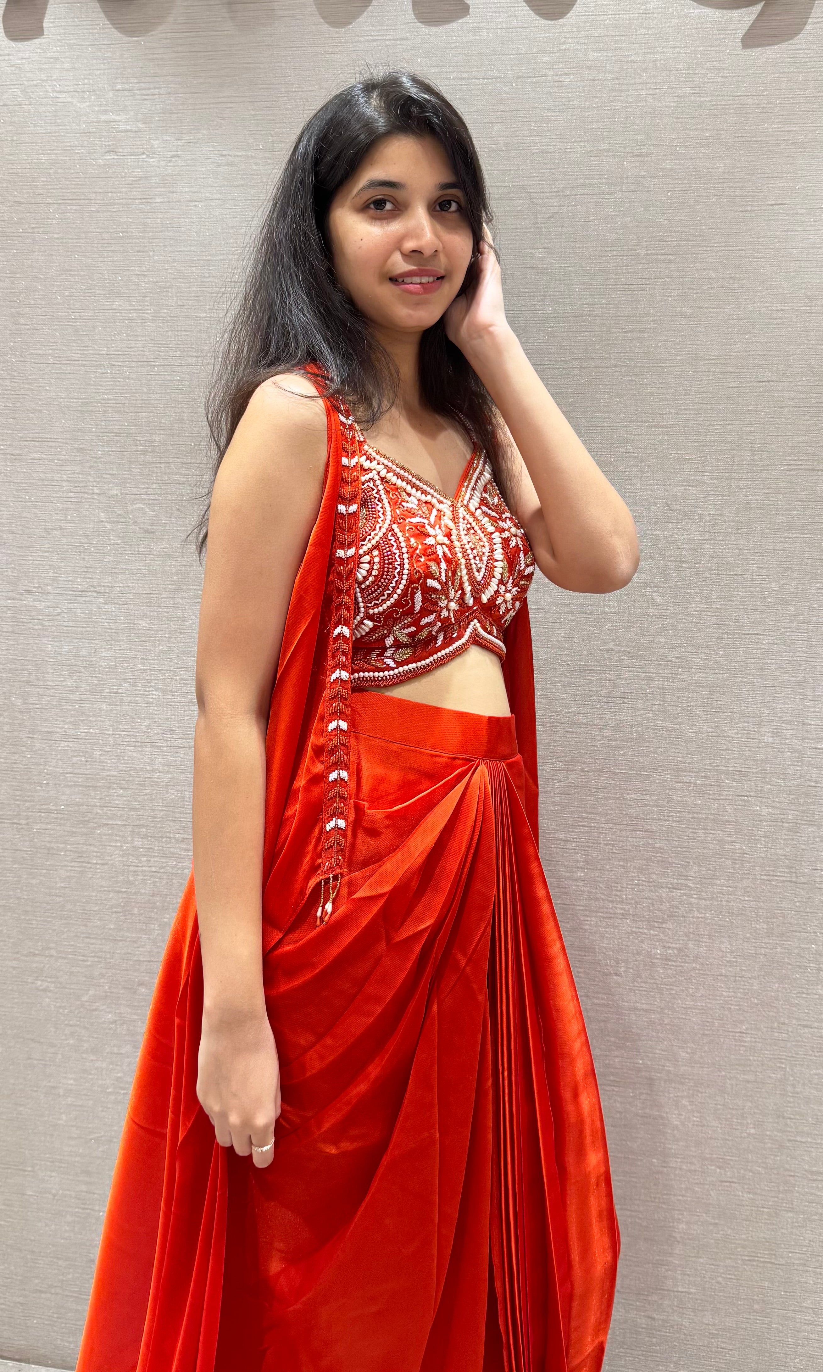 RUST 3 PIECE INDO WESTERN DRESS