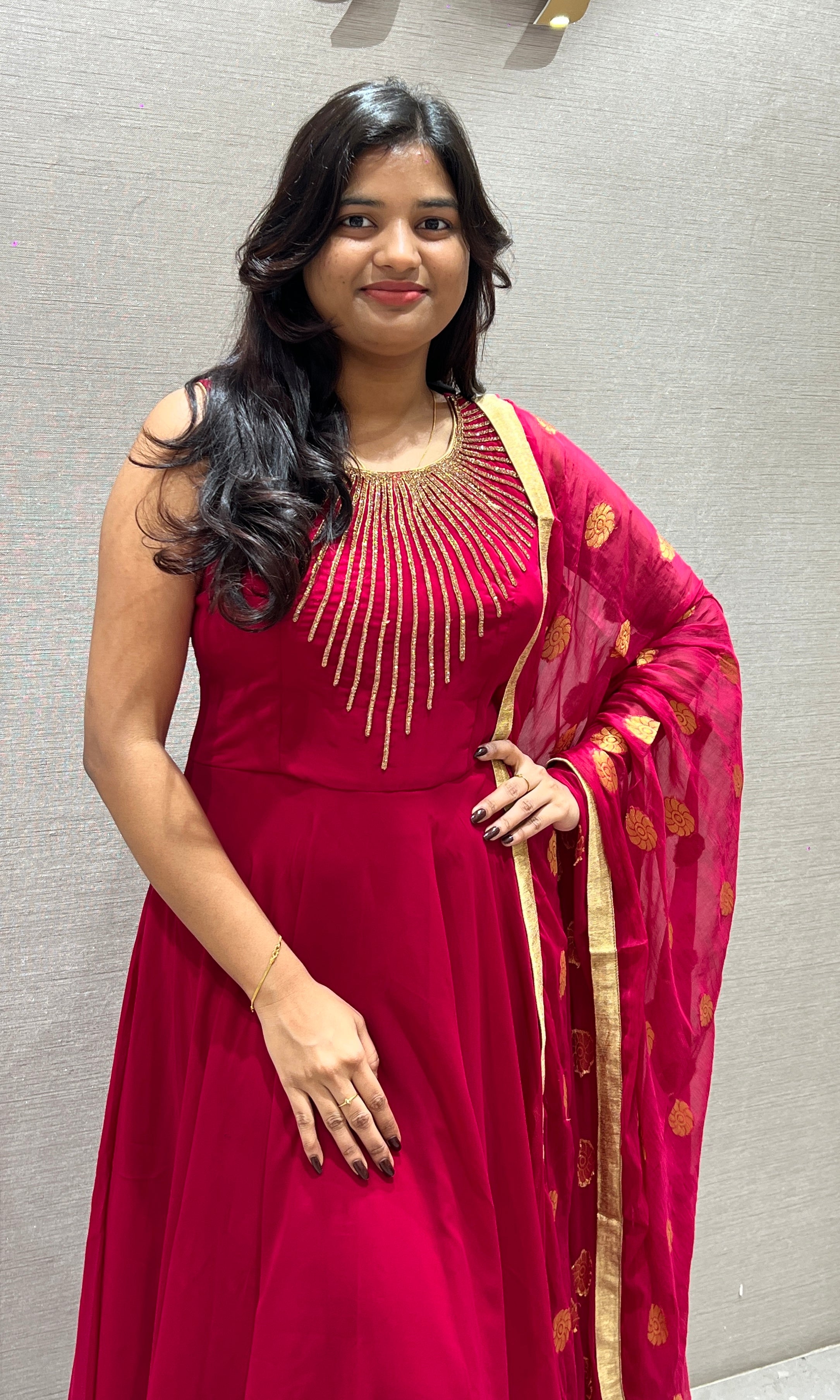 Pink Georgette long dress