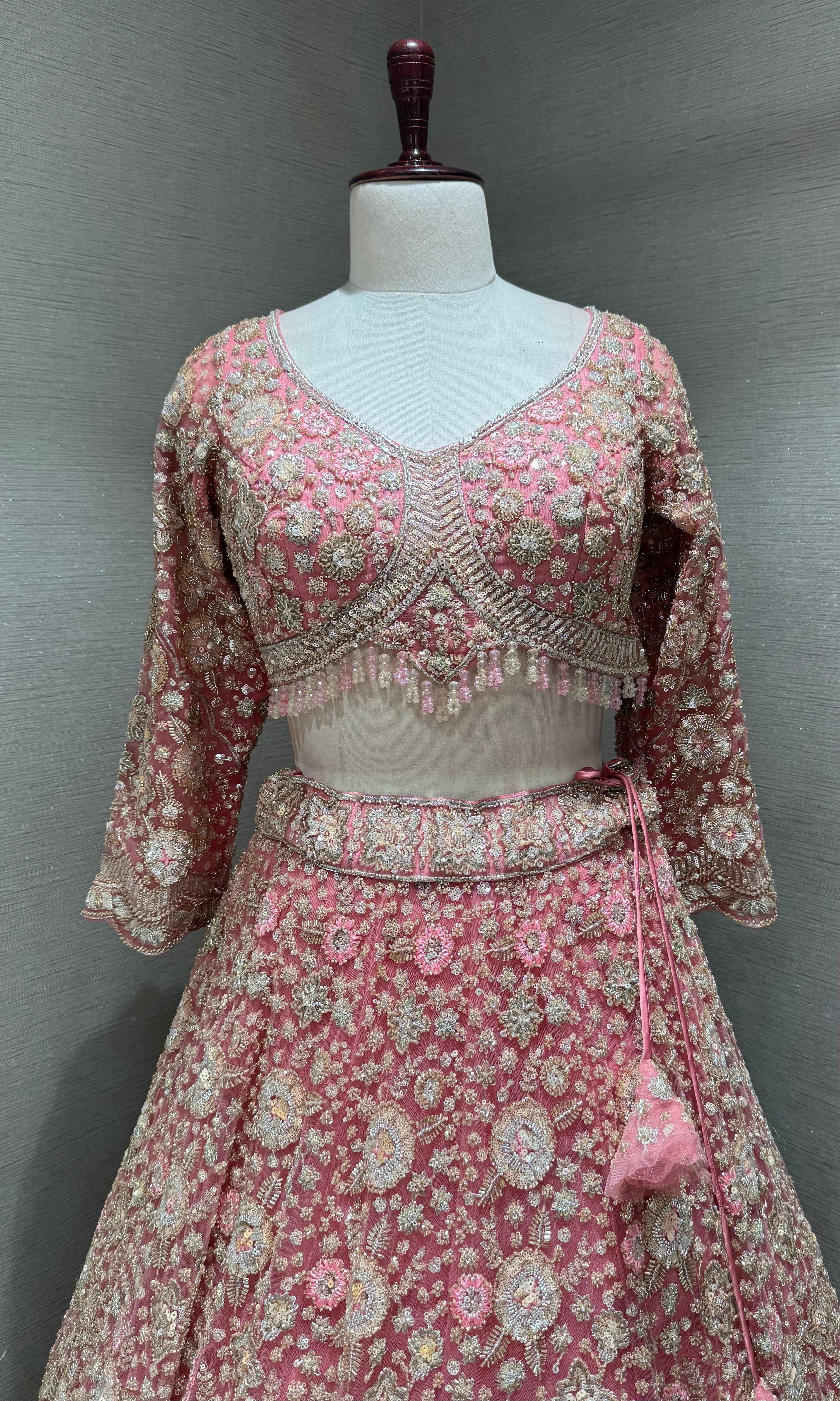 Blush Pink Gold Embellished bridal Lehenga