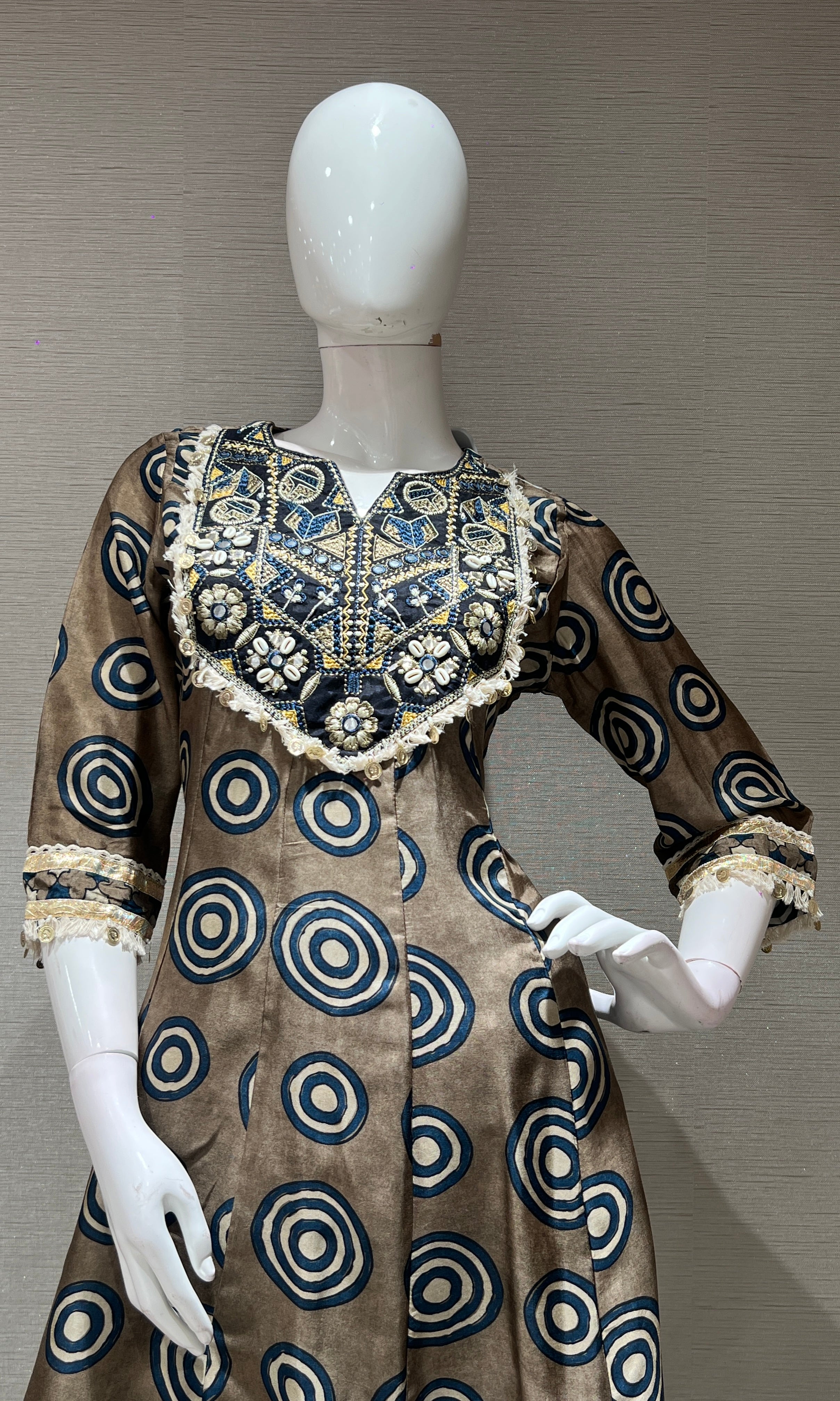 Light brown PRINTED kurta set