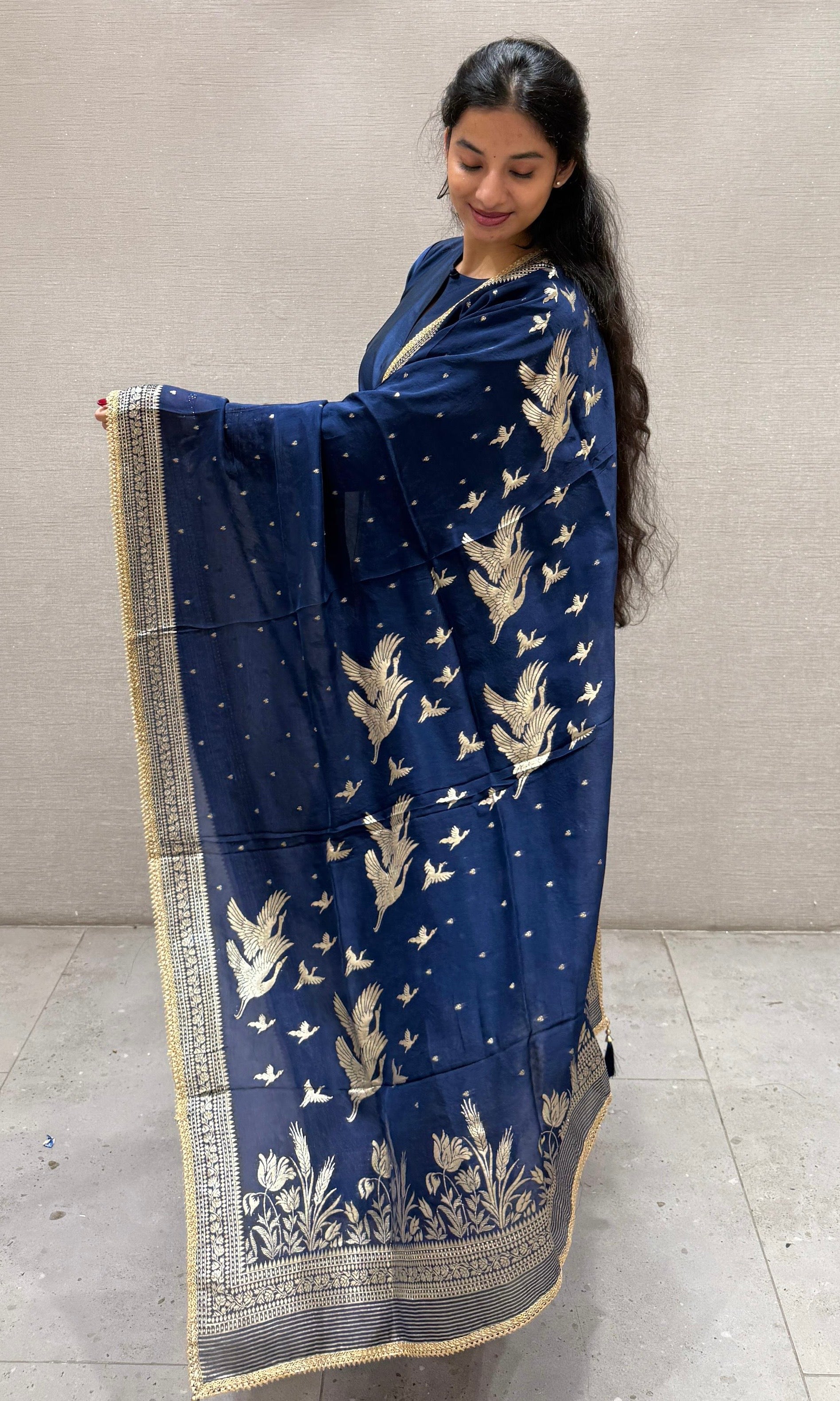 Royal blue banarasi kurta set