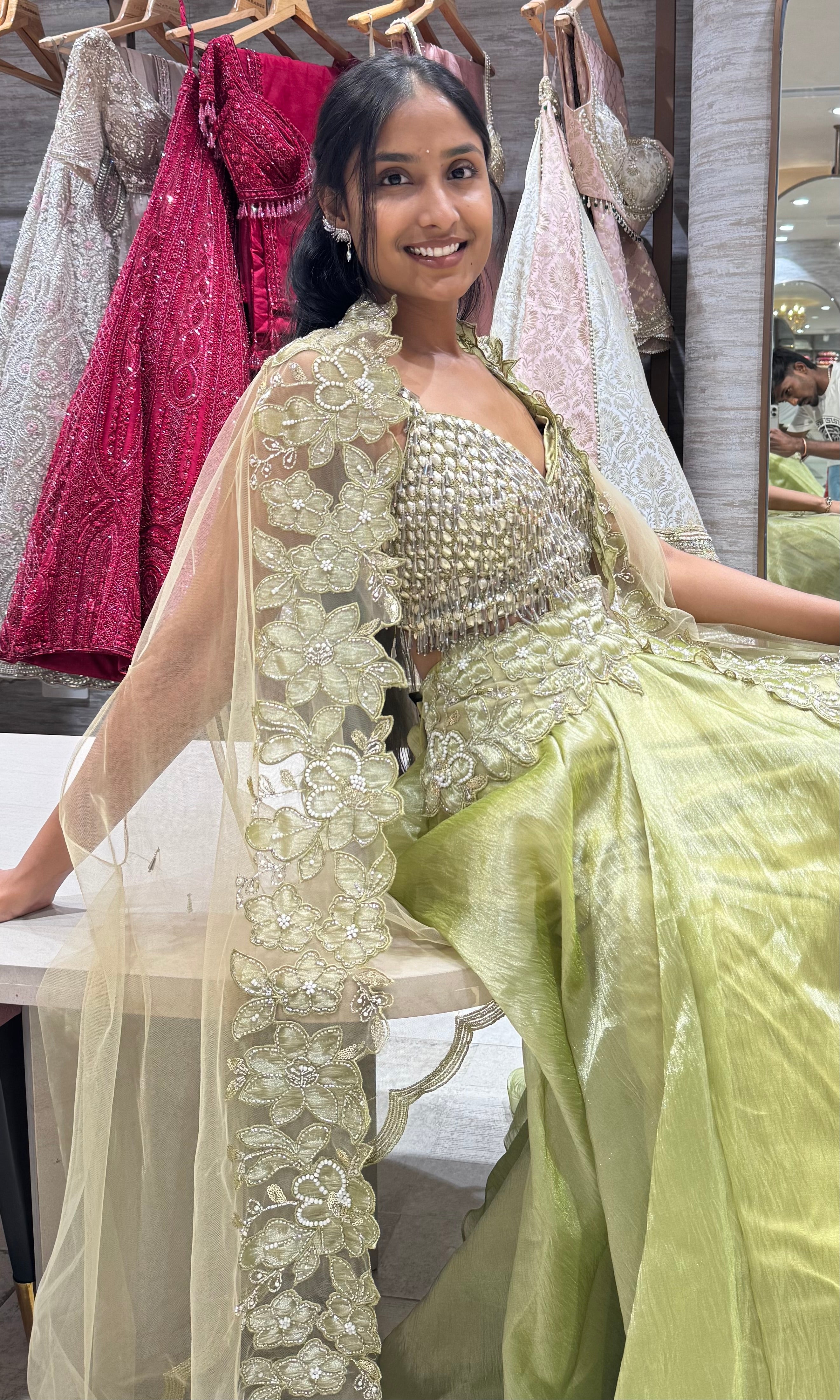 GREEN INTRICATE EMBROIDERED LEHENGA