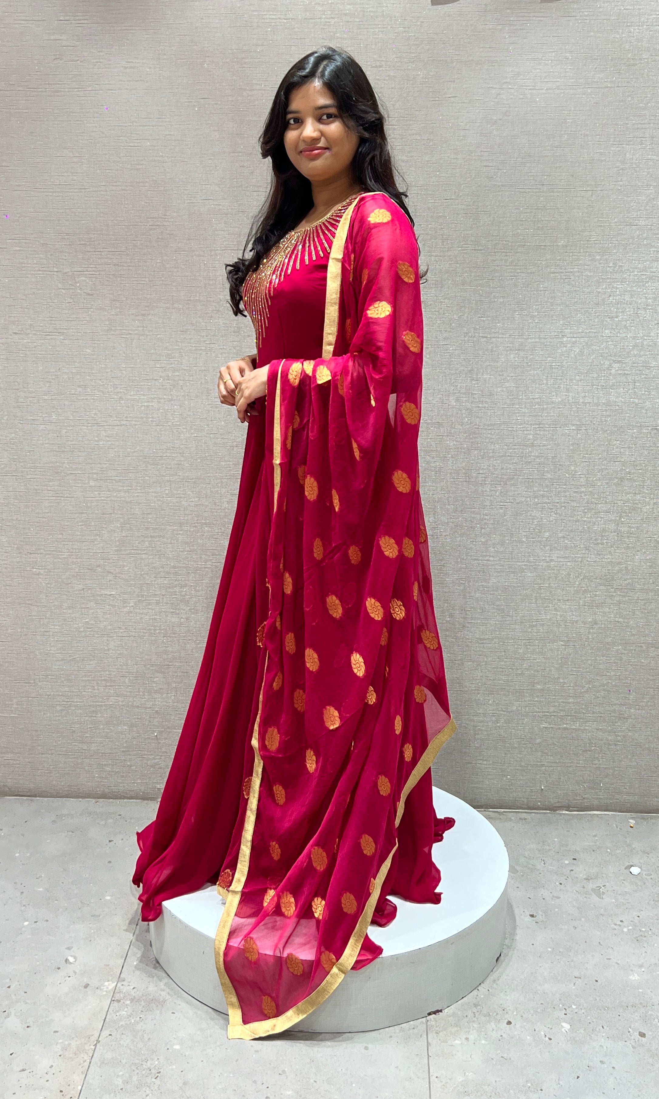 Pink Georgette long dress