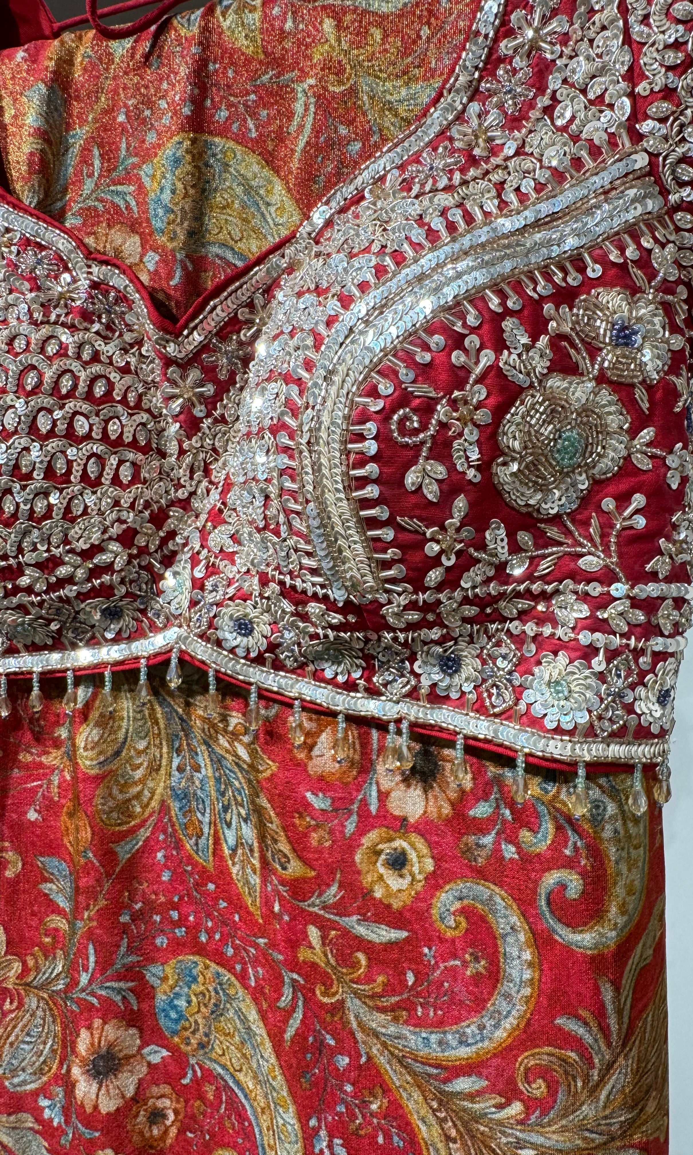 Red DESIGNED saree with EMBROIDERED blouse