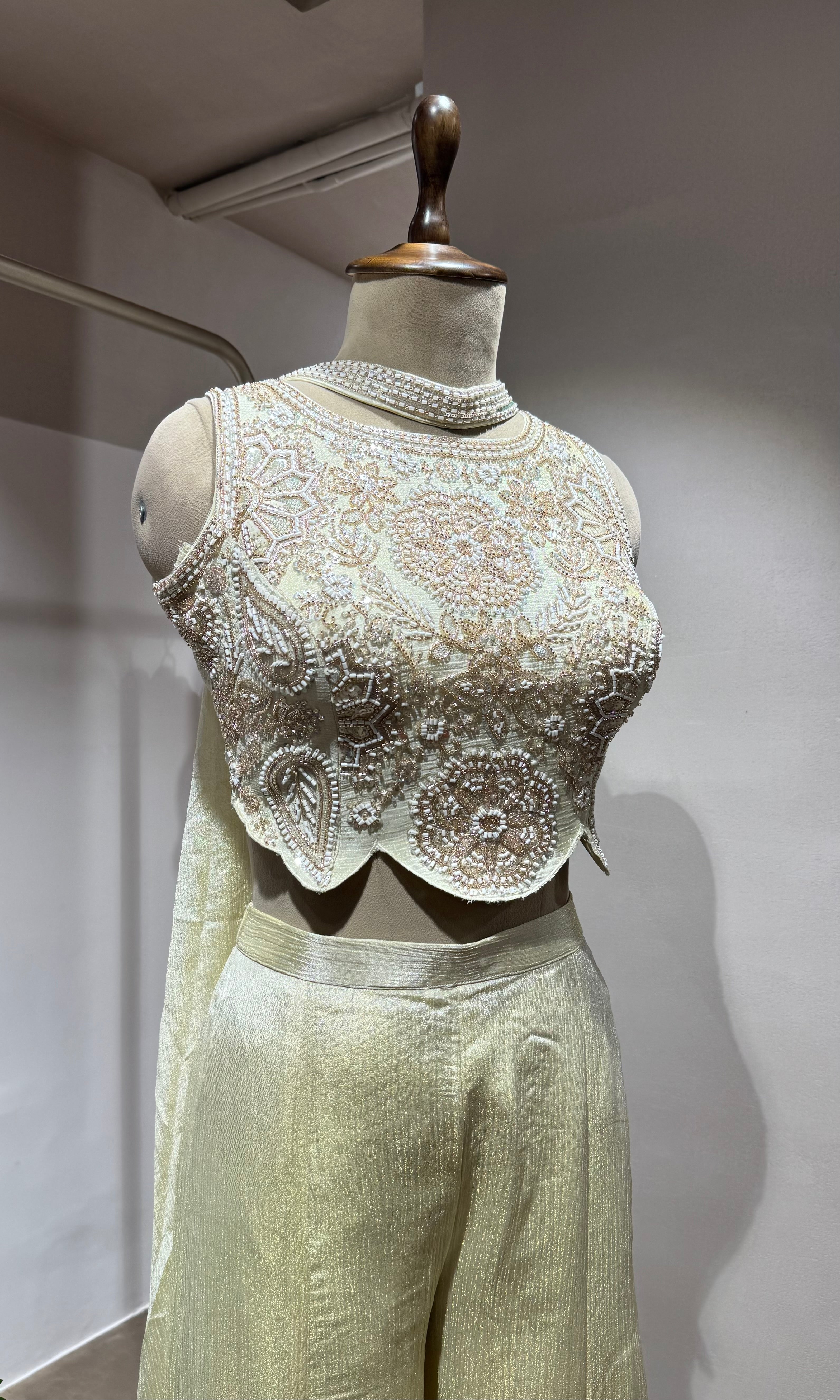 CREAM EMBROIDERY PALAZOO SET