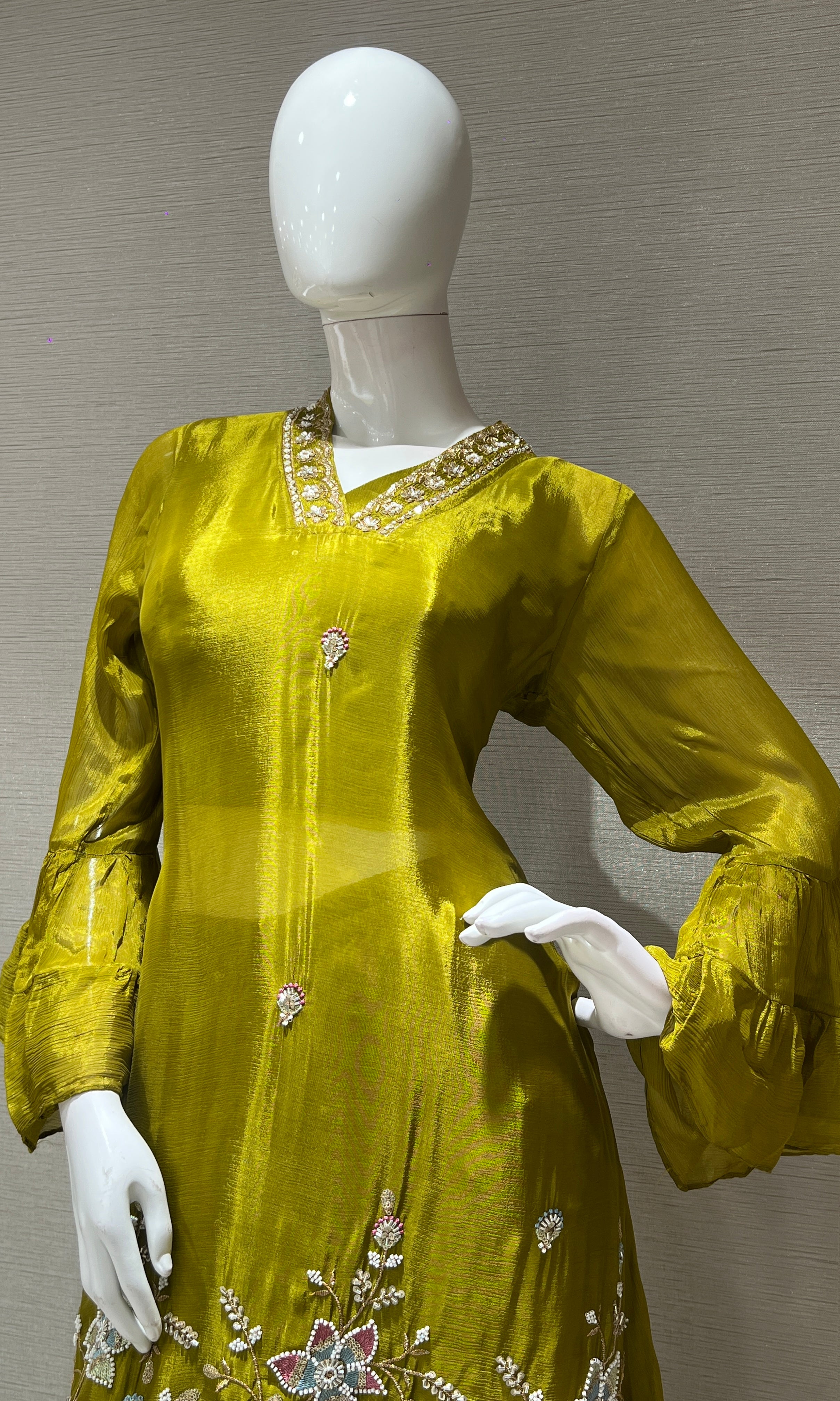 parrot green EMBROIDERED sharara SET