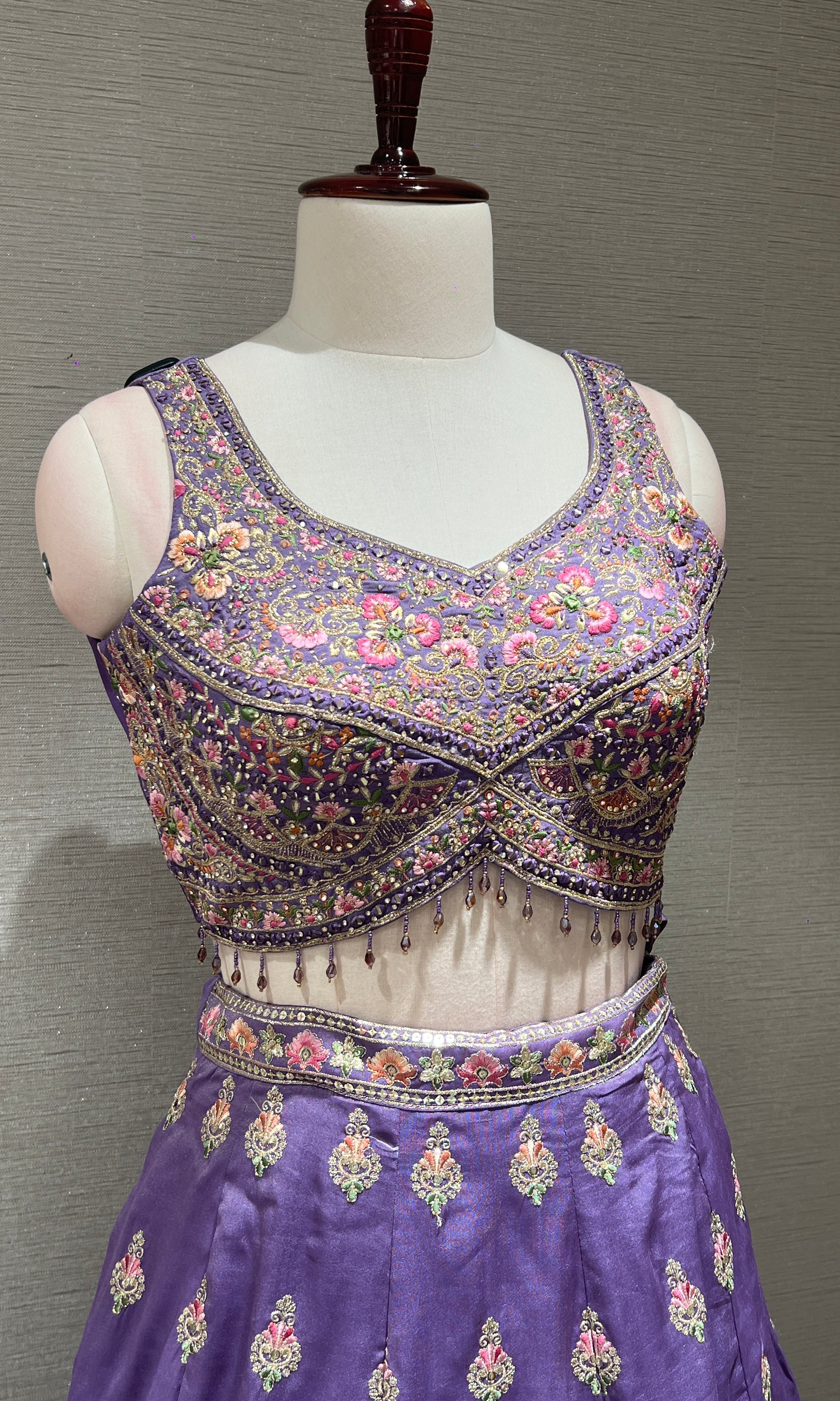 Light purple gold embroidery lehenga