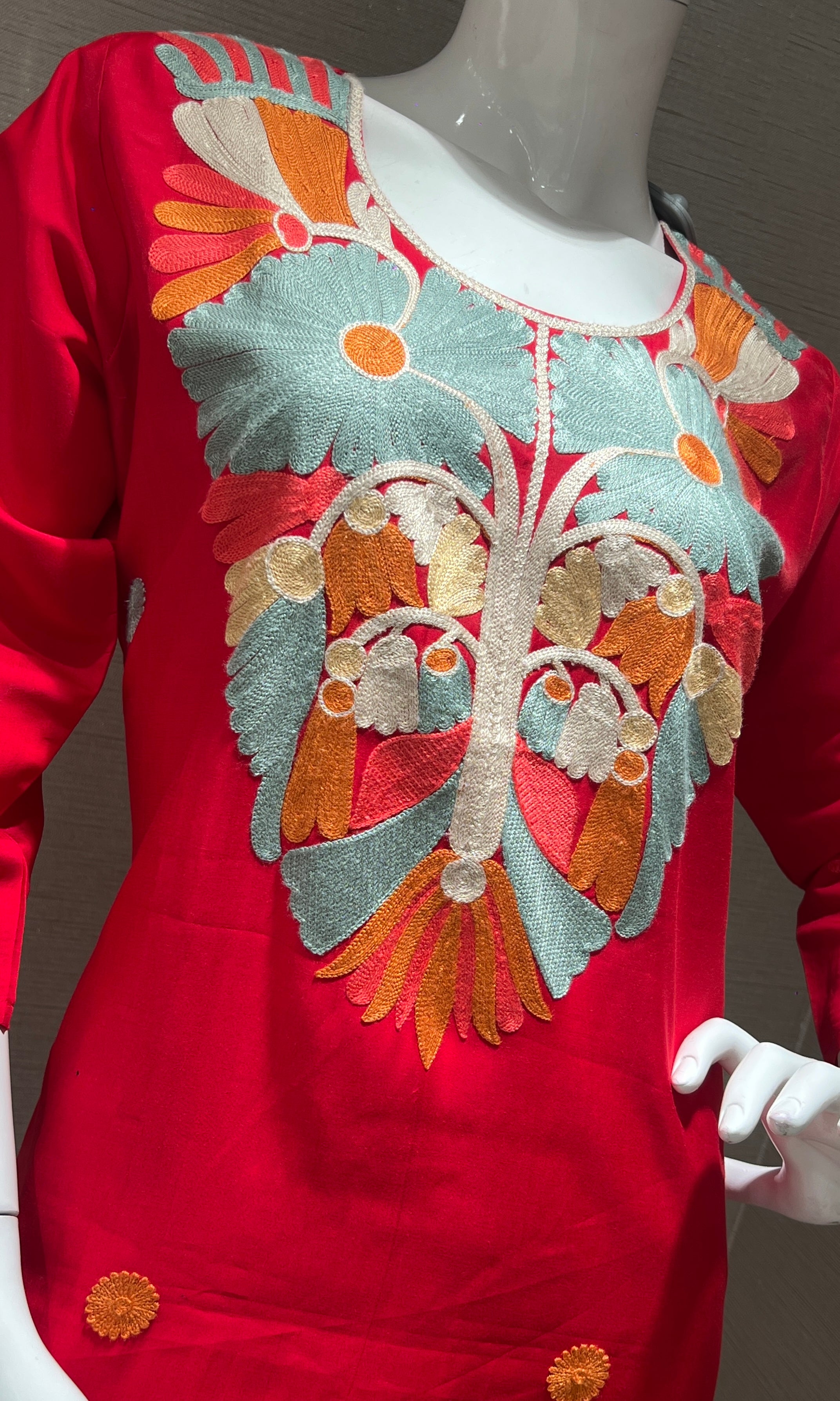 pink embroidered kurta set