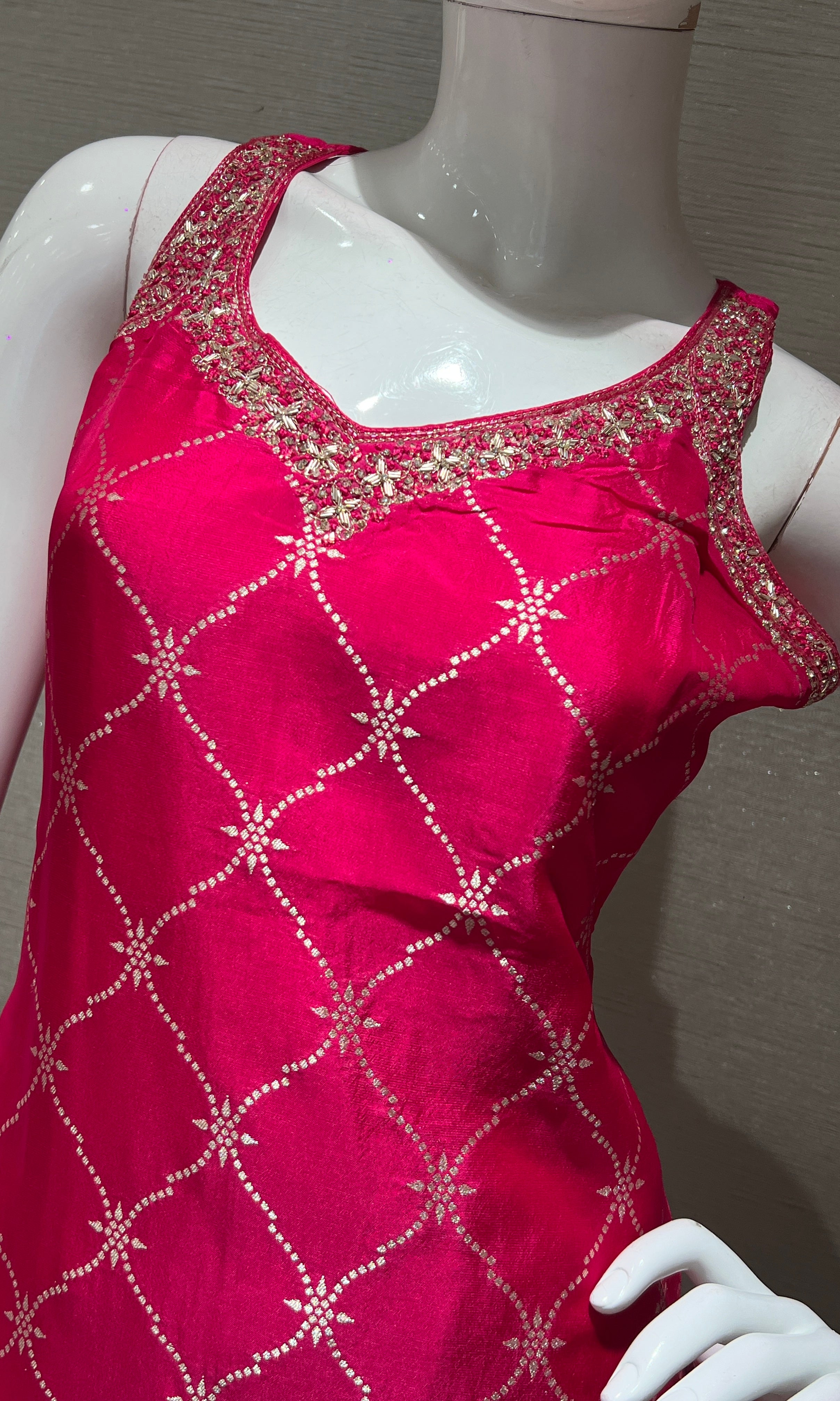 pink embroidered kurta set with a dupatta