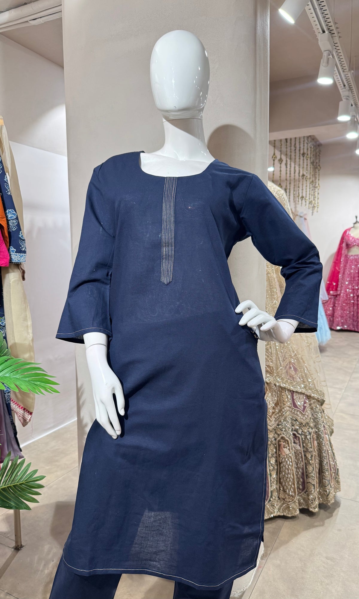 BLUE KURTI WITH BOTTOM