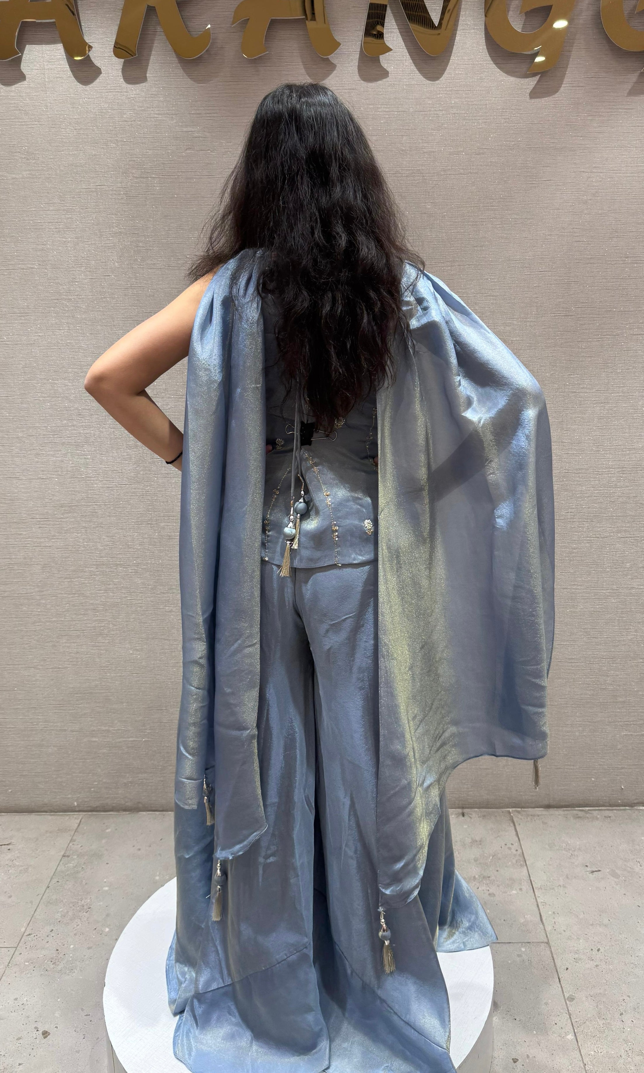 Aqua Mist BLUE Palazzo SET with short blouse