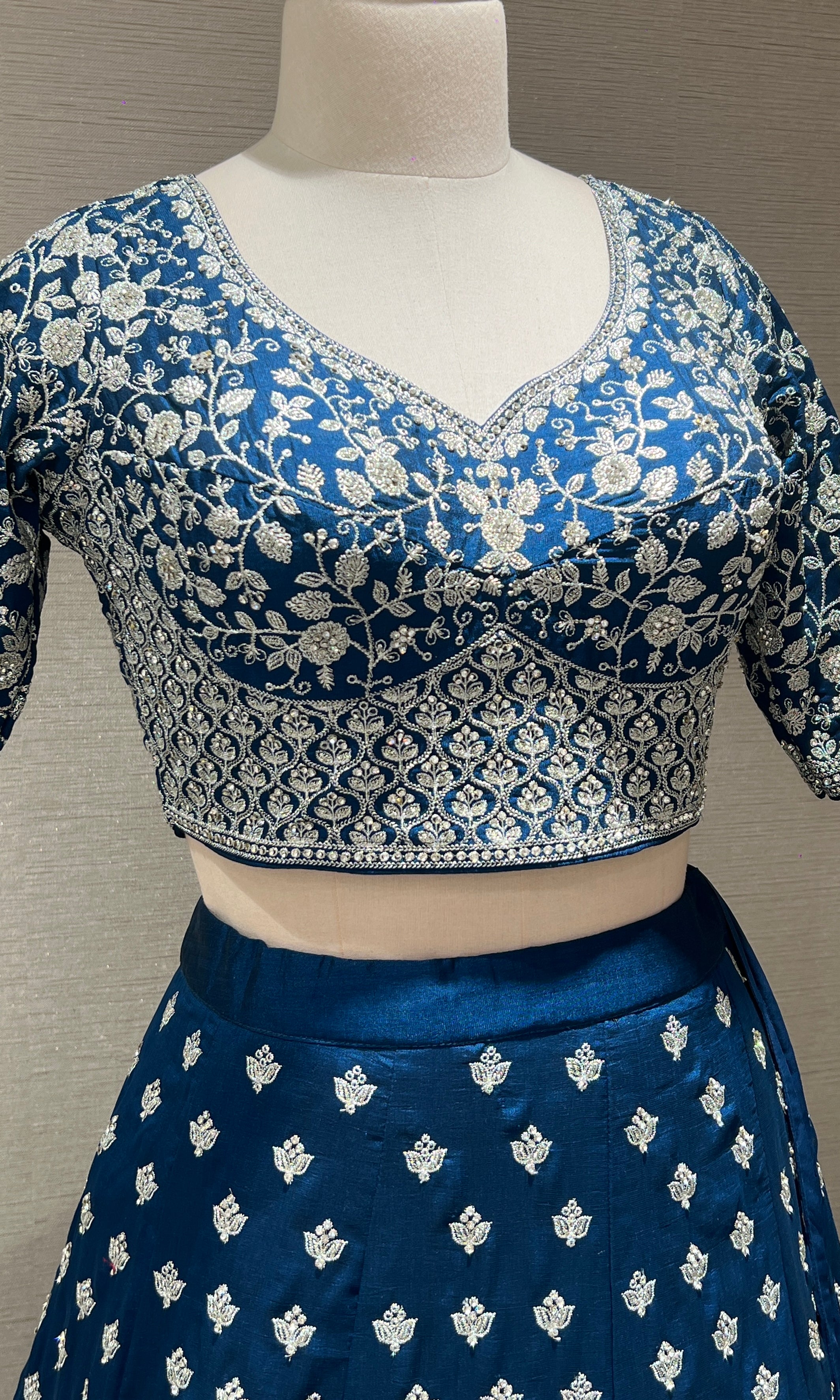 Blue FLORAL EMBROIDERED Lehenga