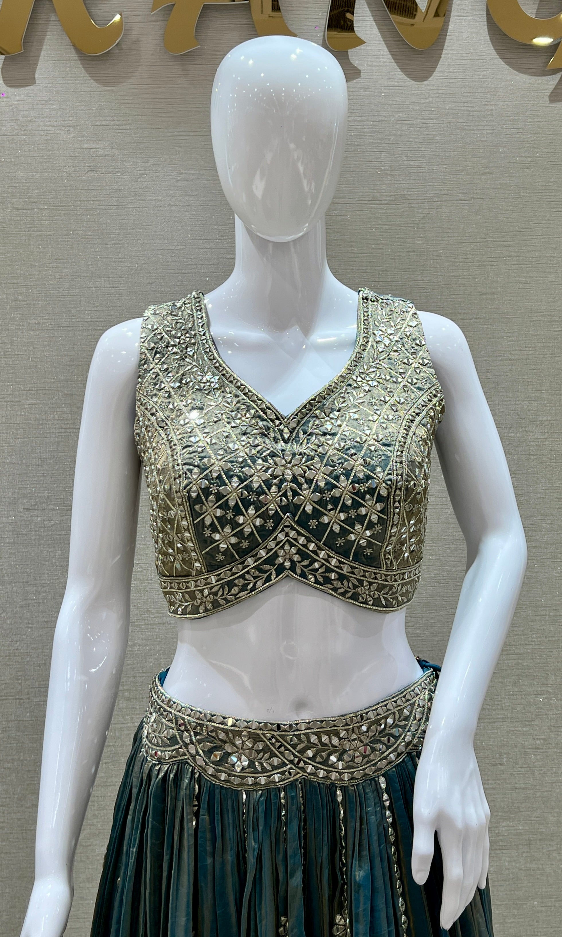 Ocean Gleam Mirror Lehenga Set