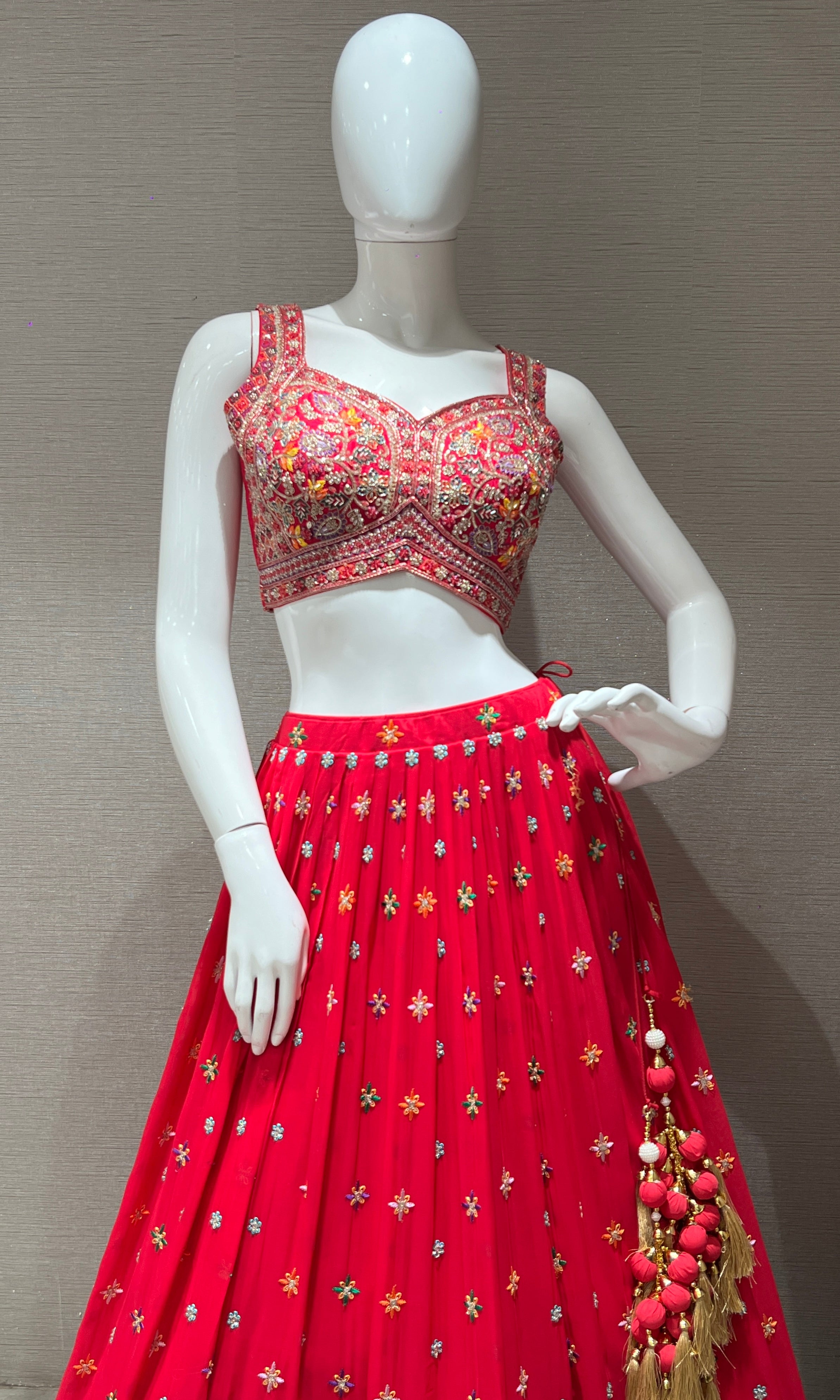 PINK LEHENGA CHOLI WITH INTRICATE EMBROIDERY