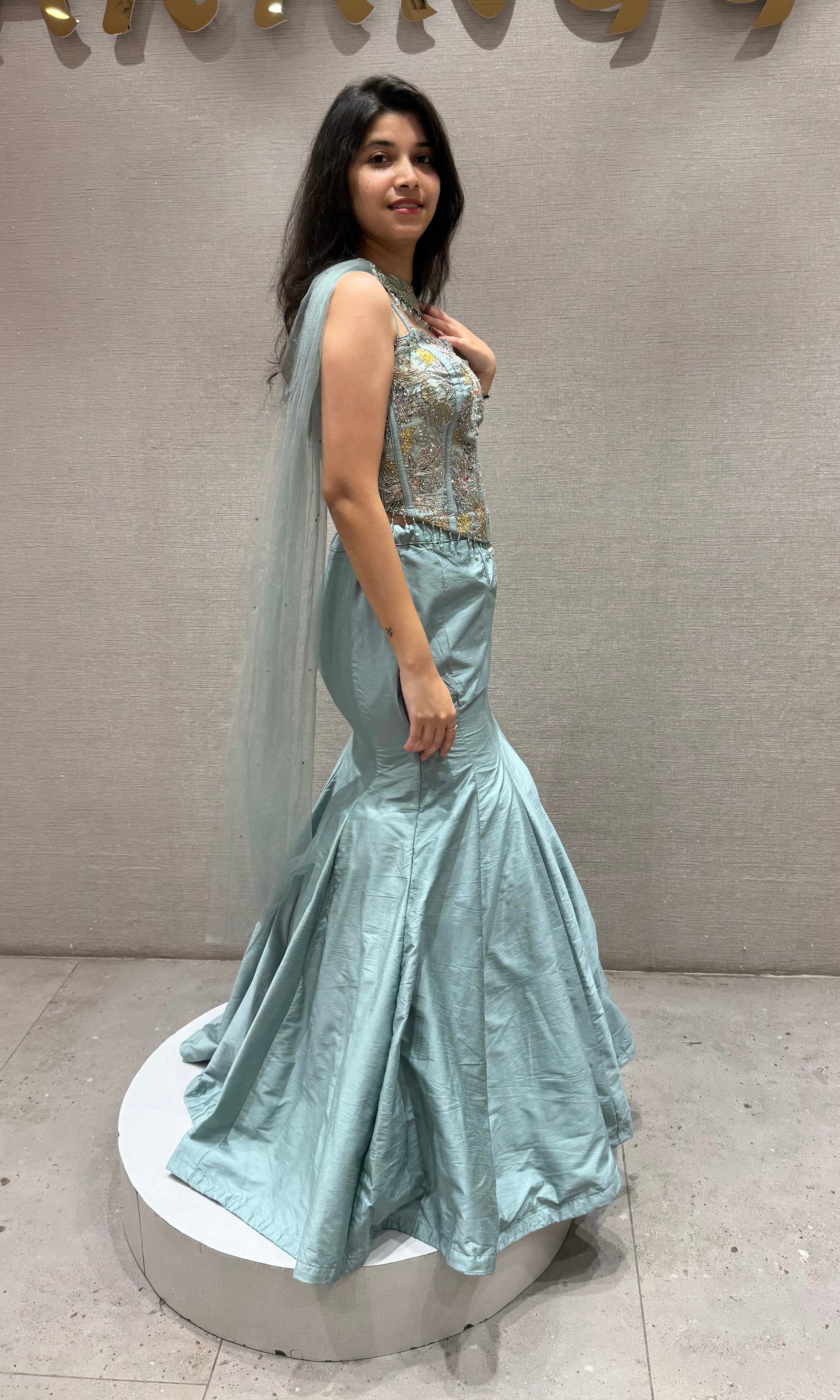 ICY MINT BLUE MERMAID LEHENGA SET