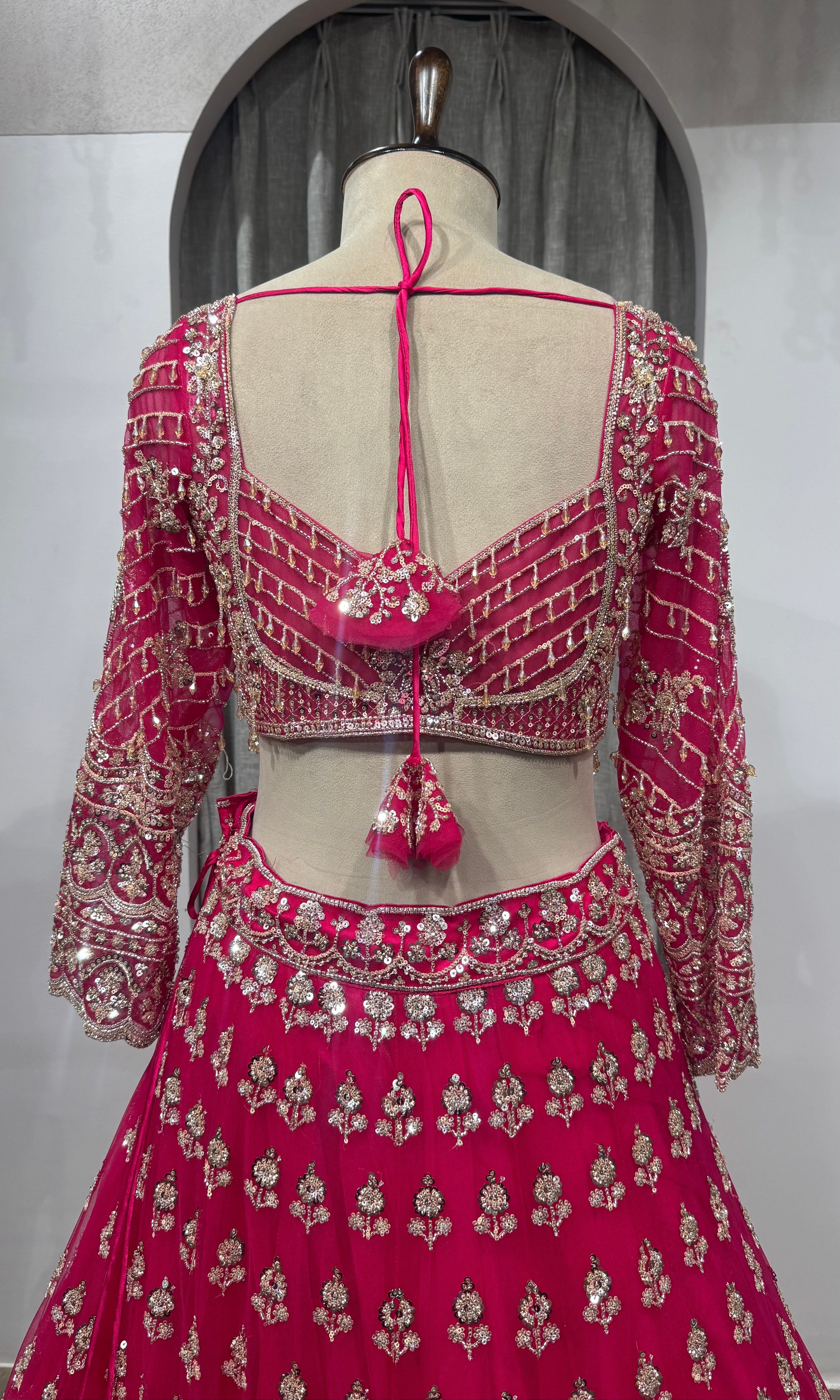 Rani Pink Intricate embroidered Lehenga