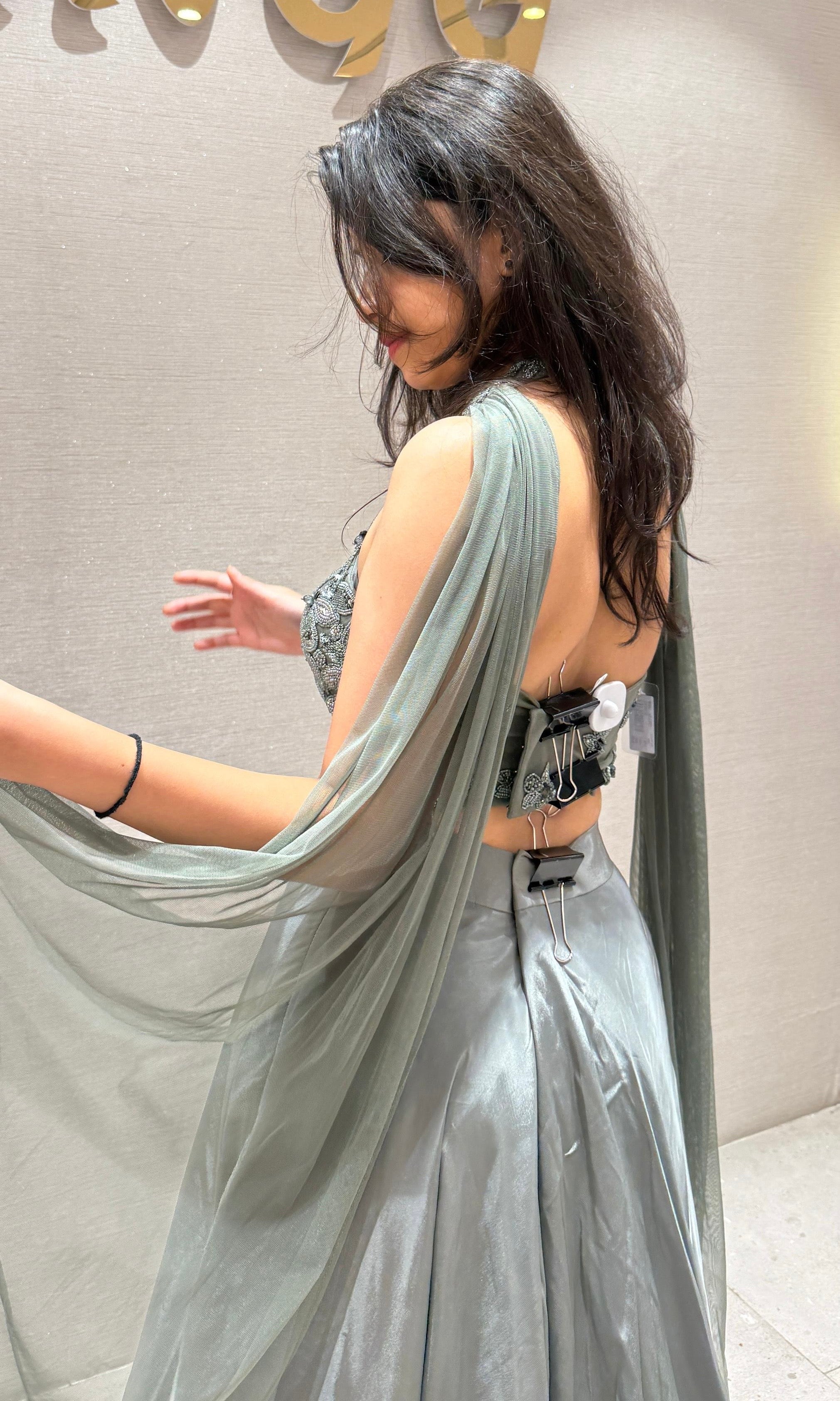 Grey Sequin embroidered palazzo