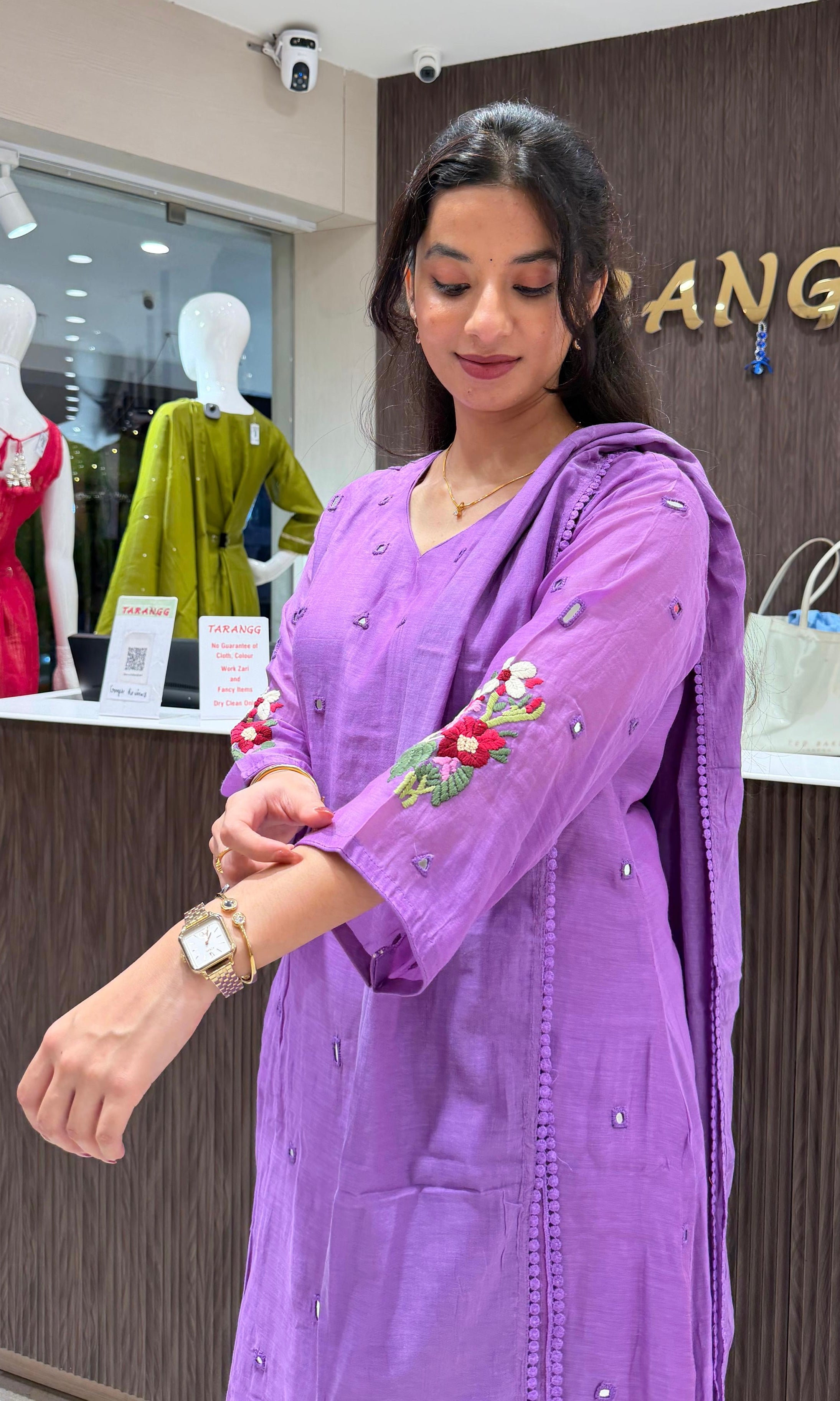 Purple Muslin Chikankari kurta set