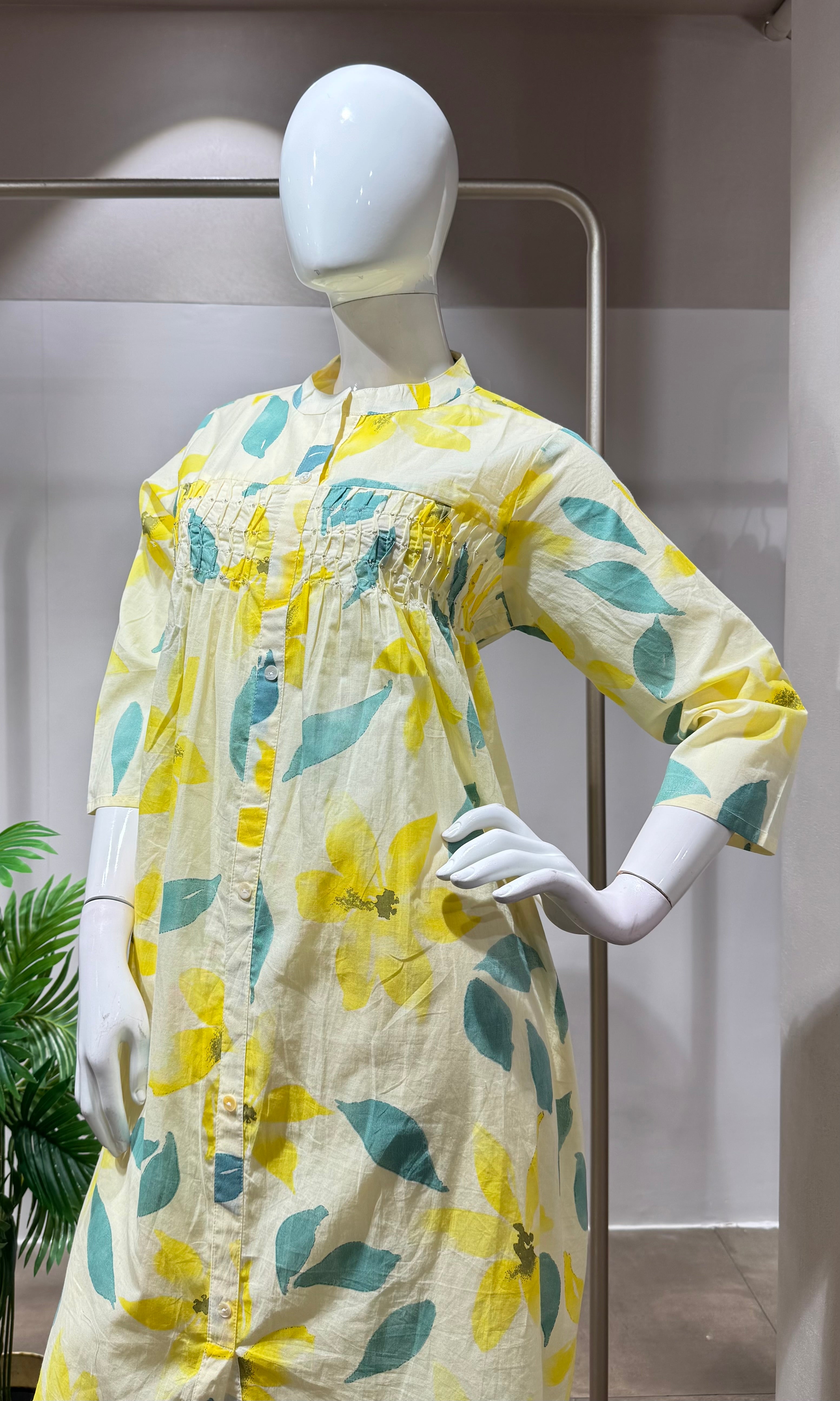 Yellow LEAF DESIGN SPRING SUMMER kurta set