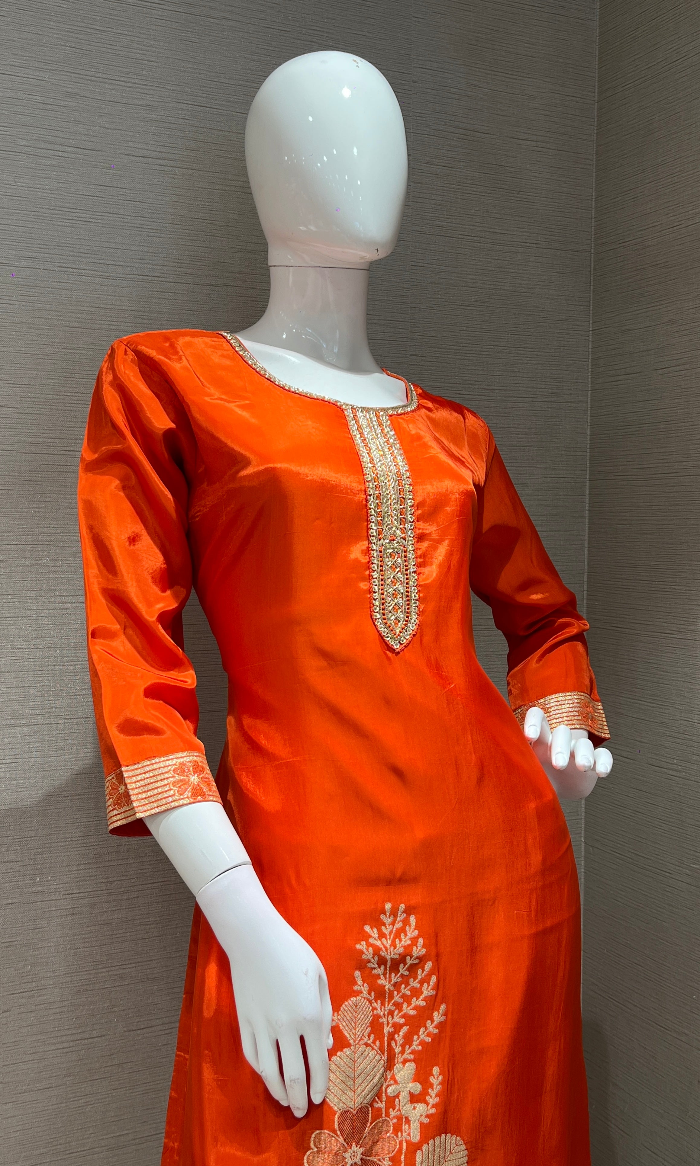 Orange GOLDEN ETHNIC PRINTED kurta set