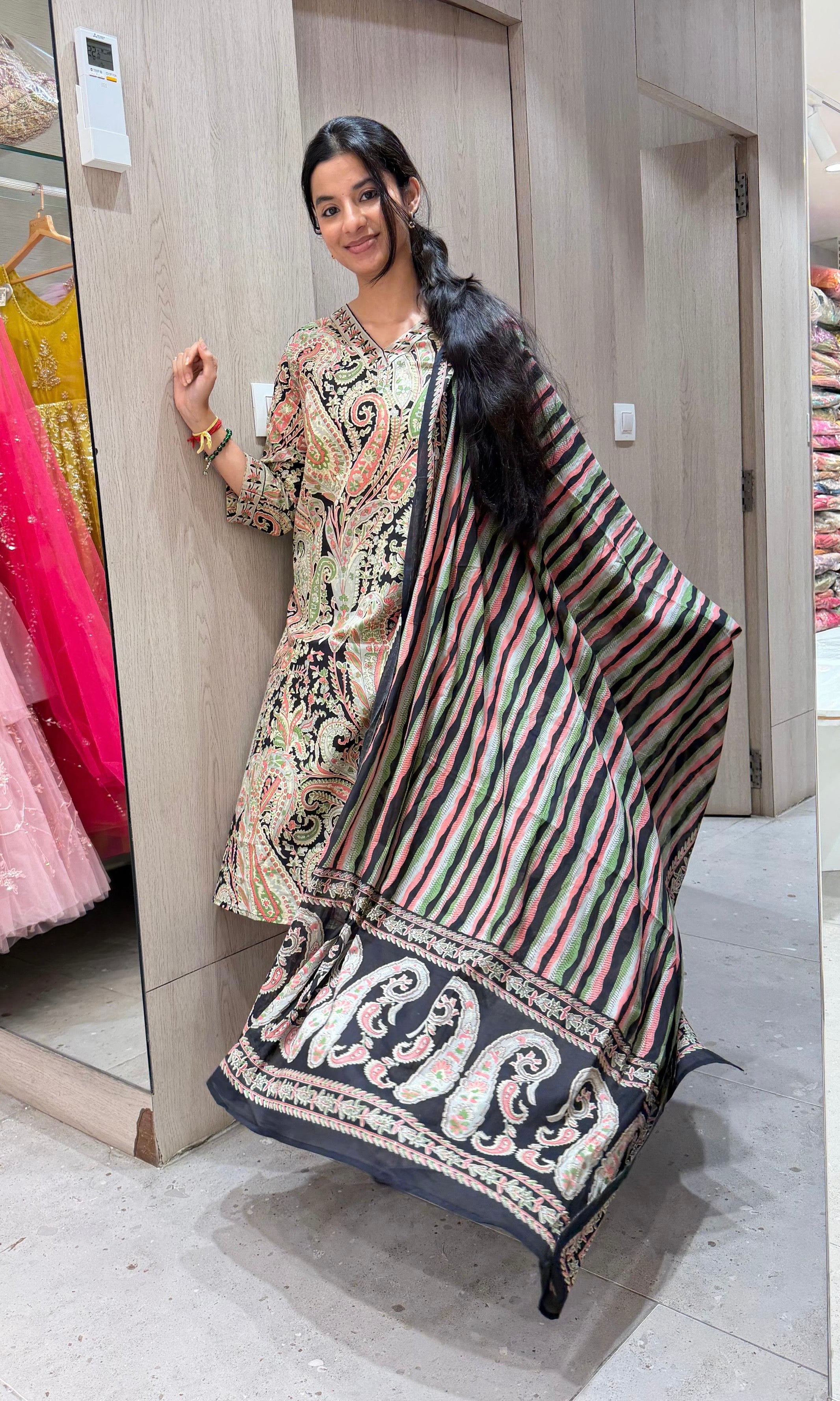 Black ETHNIC PRINTED Kurta set