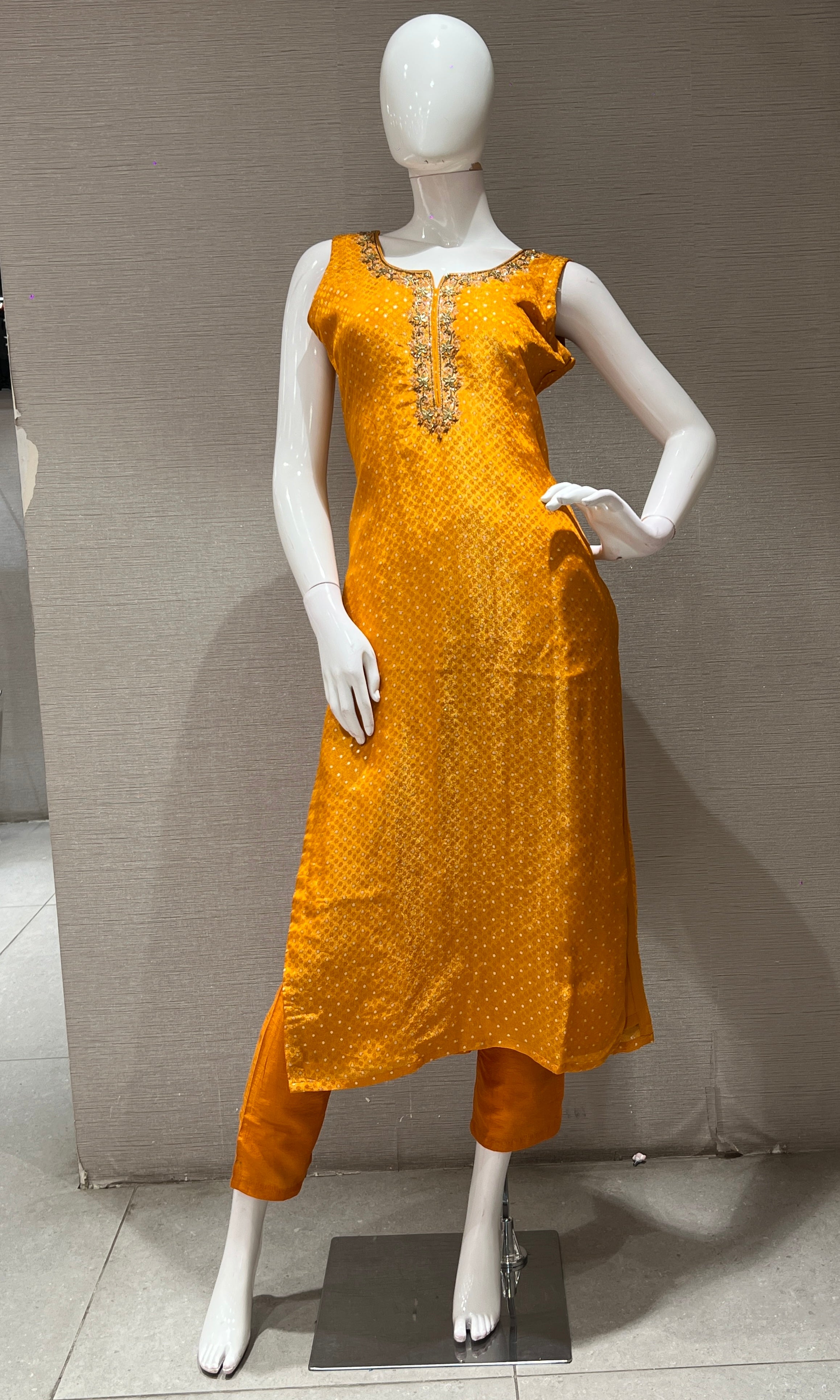 Mustard yellow golden kurta set