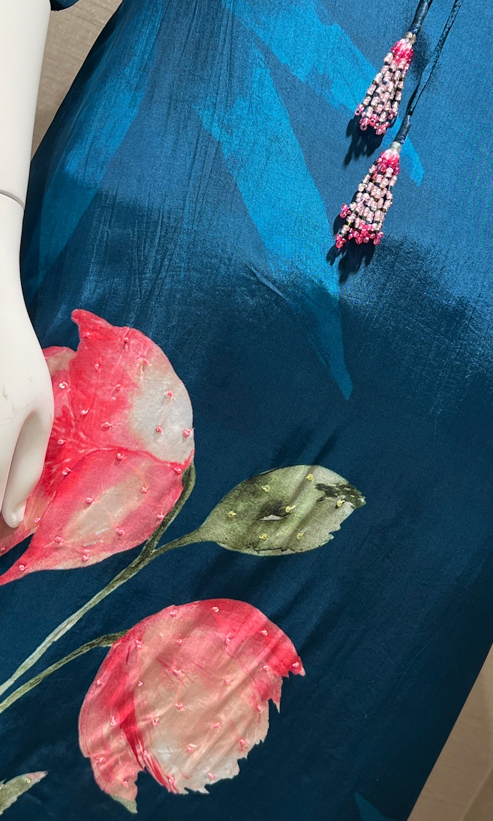 Navy blue floral print Kurti top