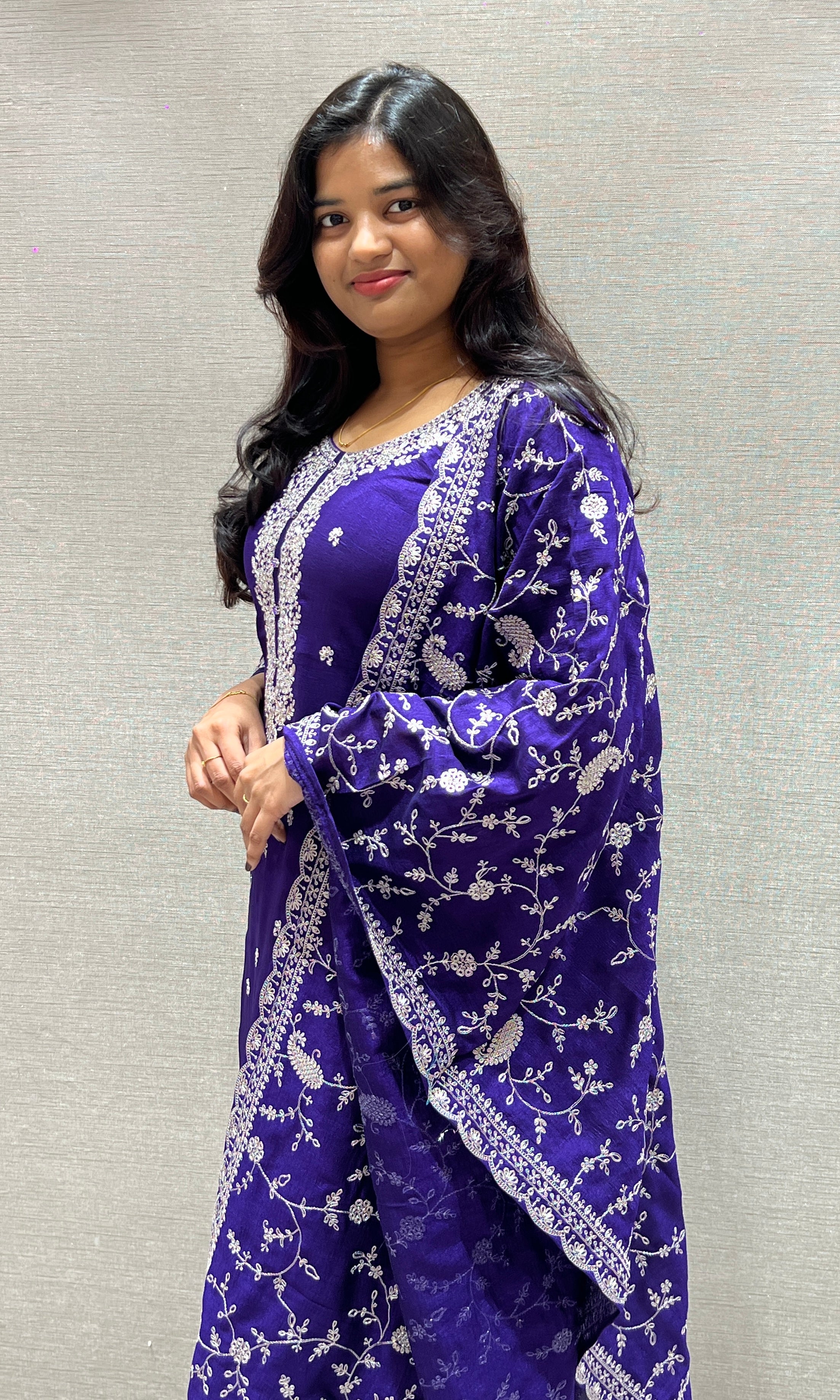 Royal Purple Embroidered kurta set