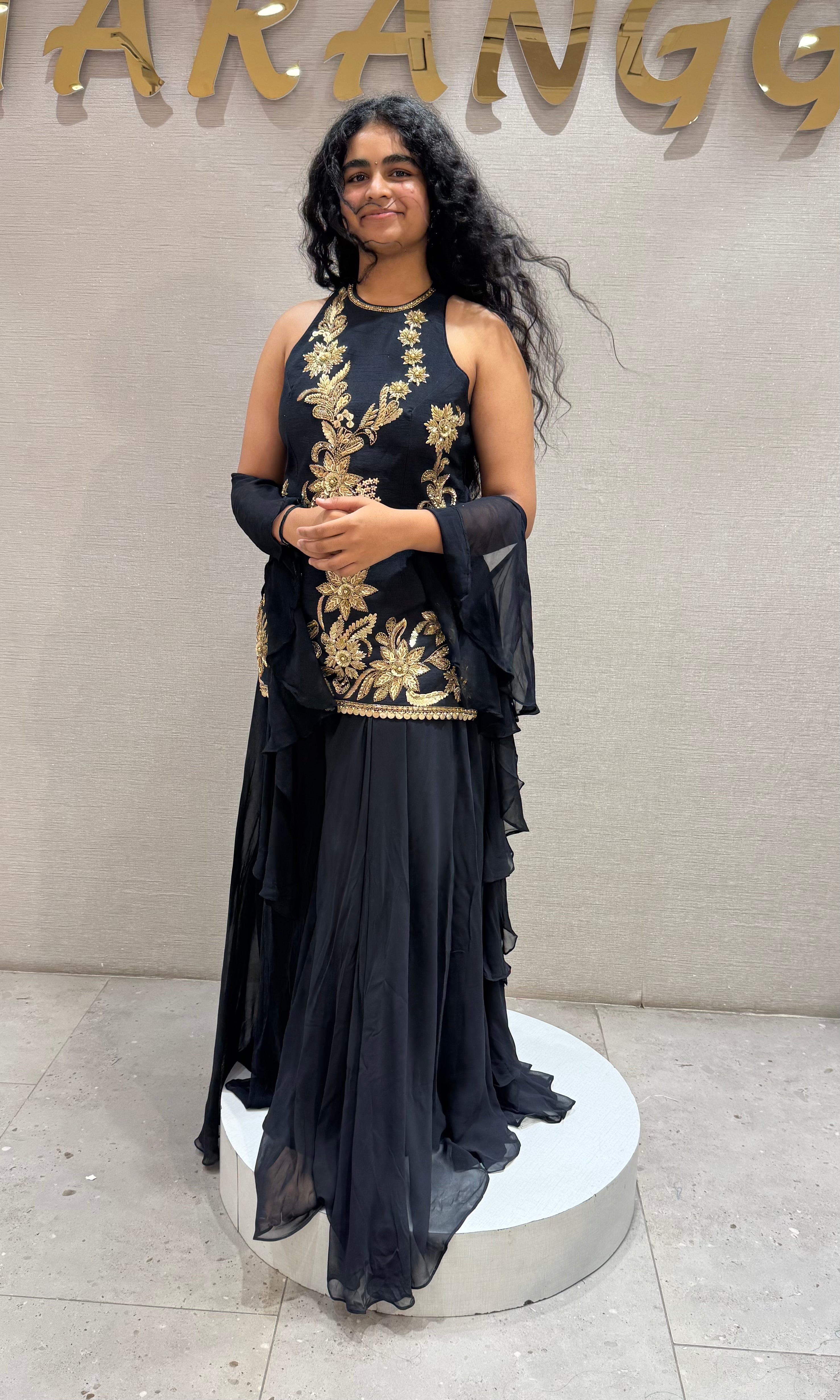 Royal Black floral printed Sharara set