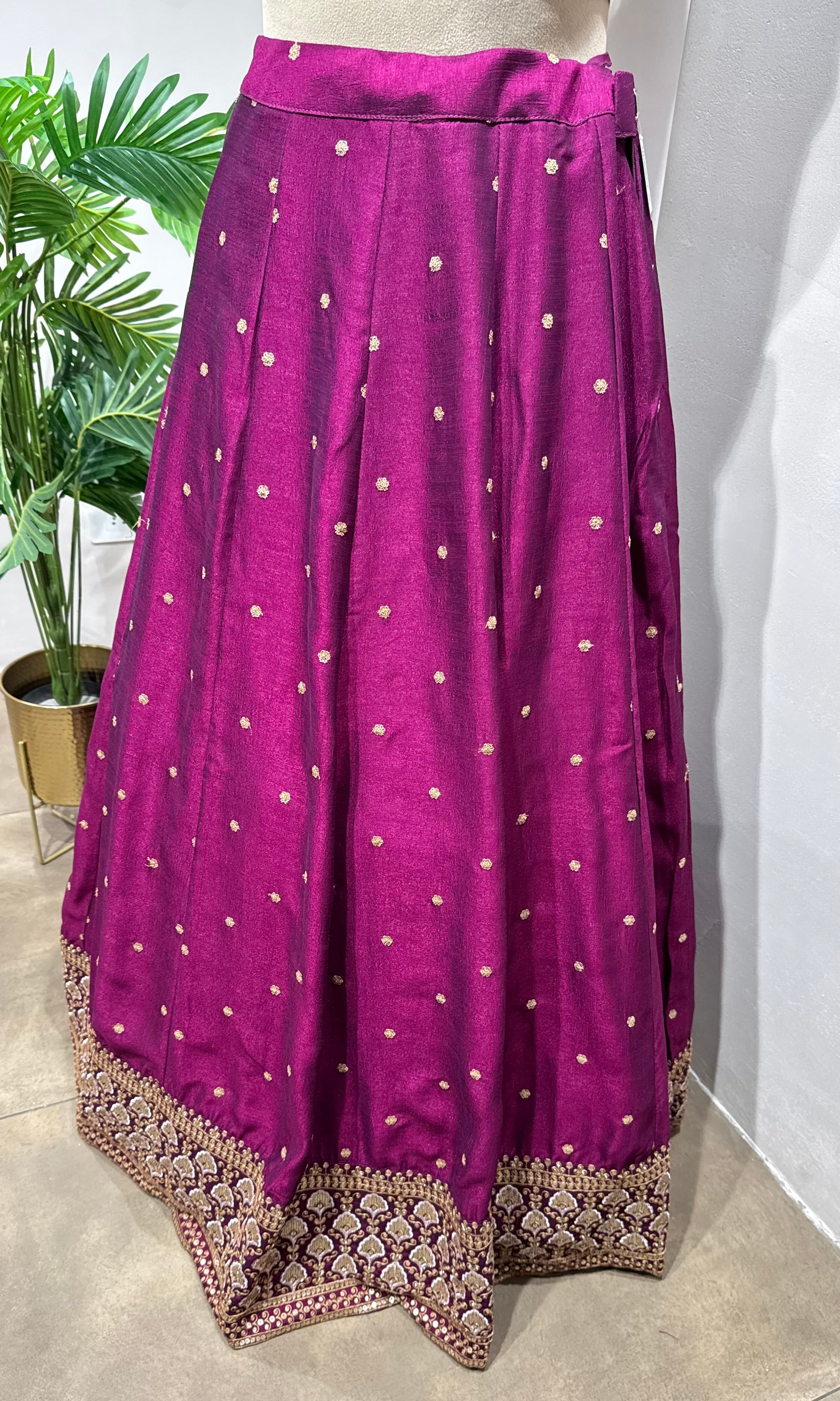 Wine Floral intricate Embroidery Lehenga