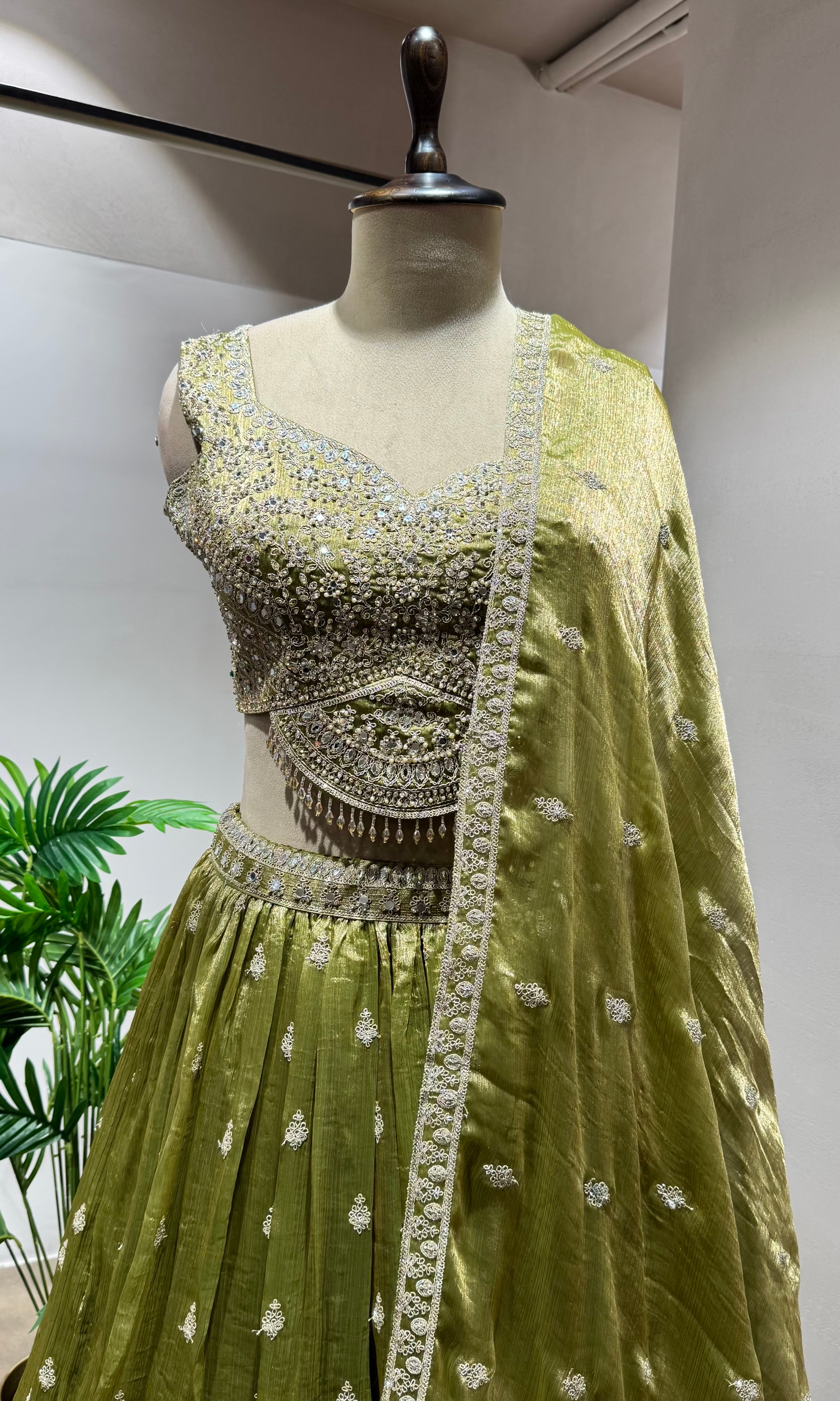 MEHANDI Green Lehenga with Intricate Embroidery