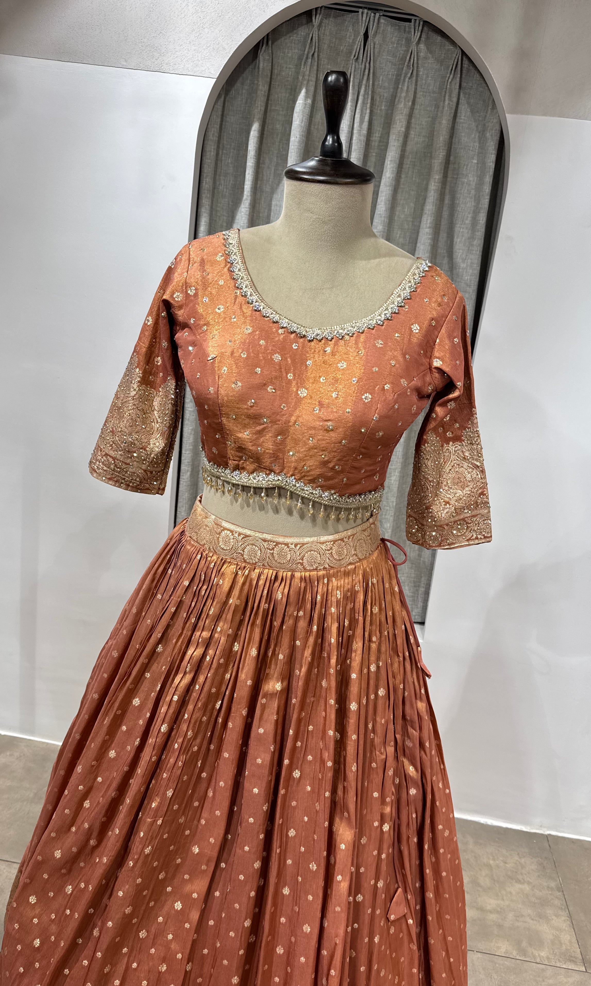 Rust Shimmer Lehenga Set with dupatta