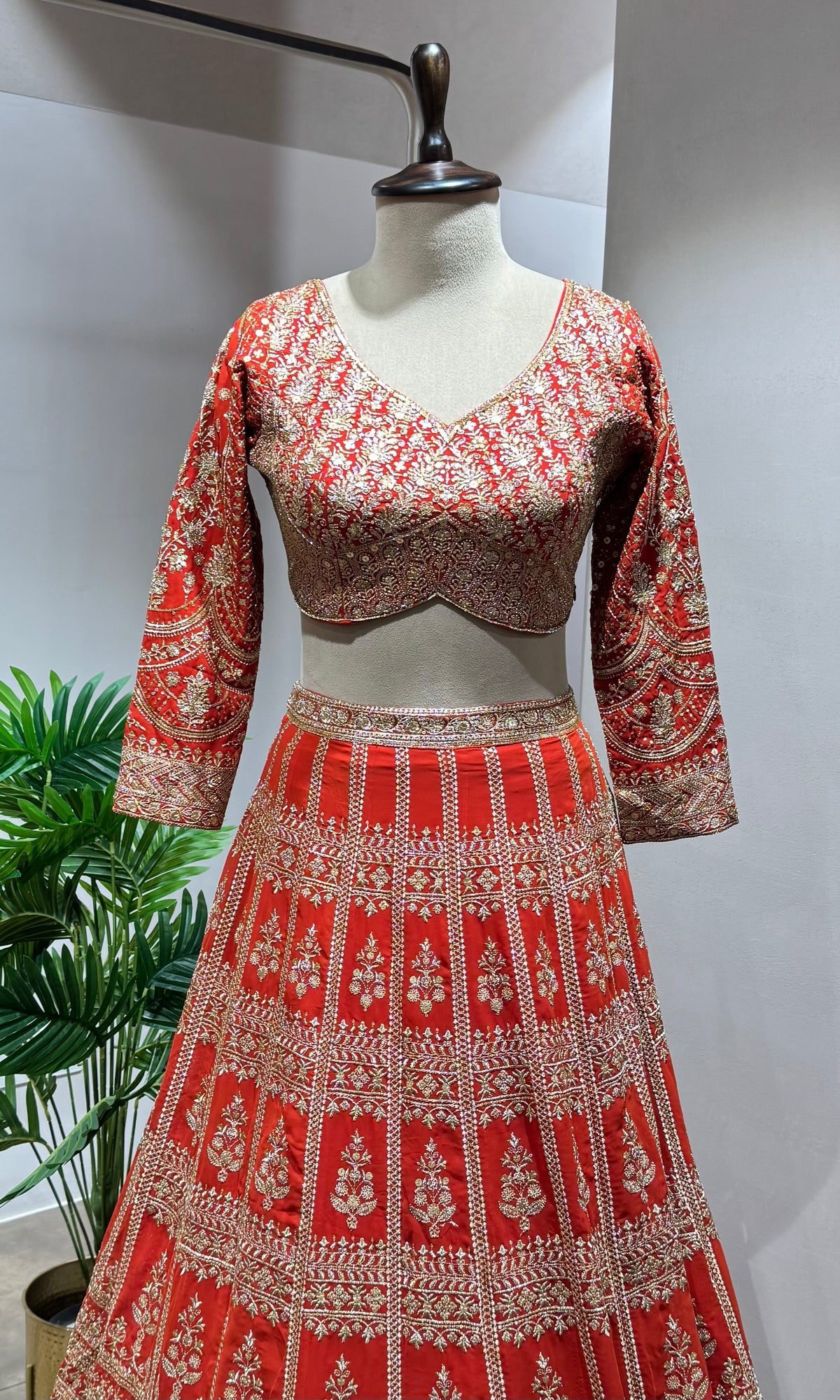 ORANGE GOLDEN Lehenga with Heavy Embroidery