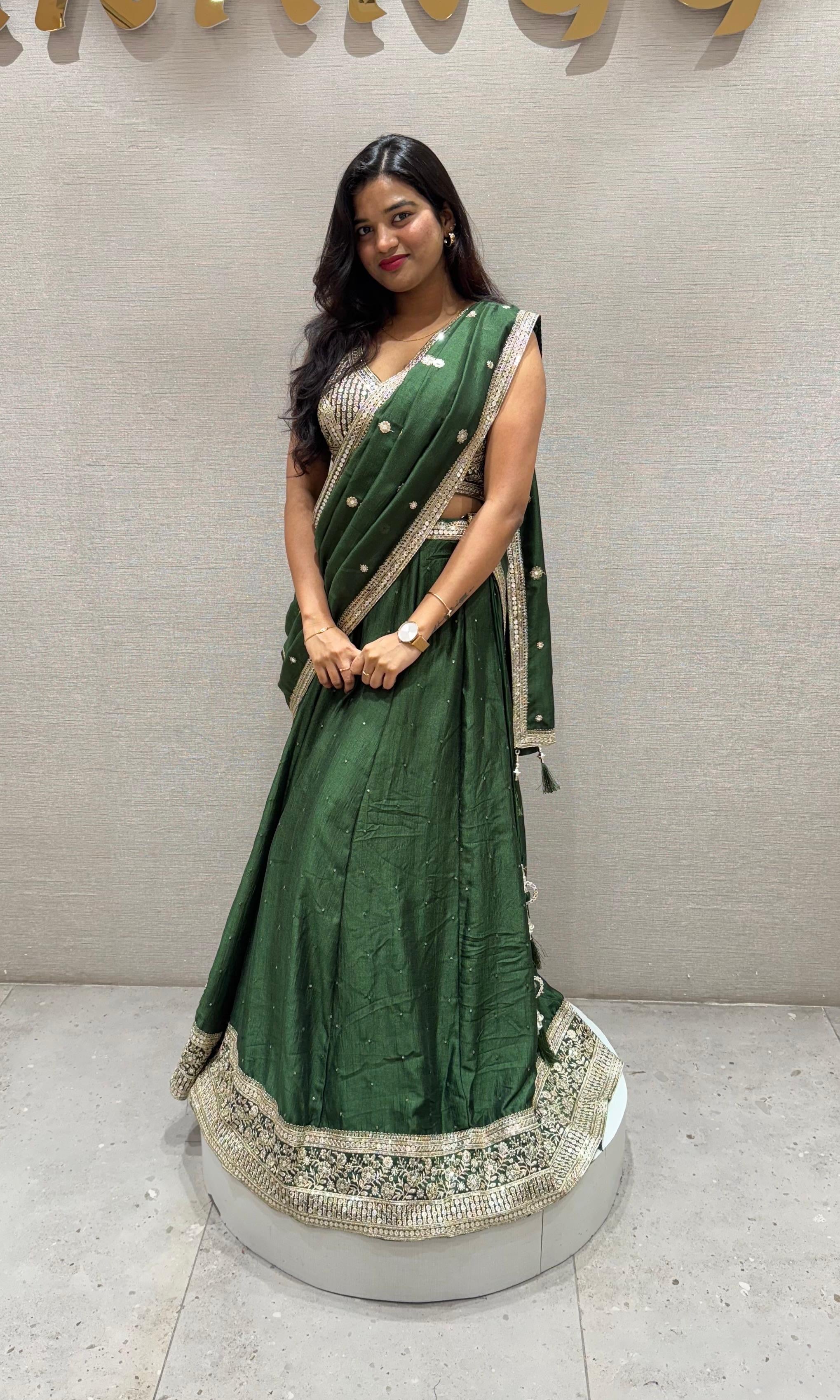Green Embroidered Lehenga Choli