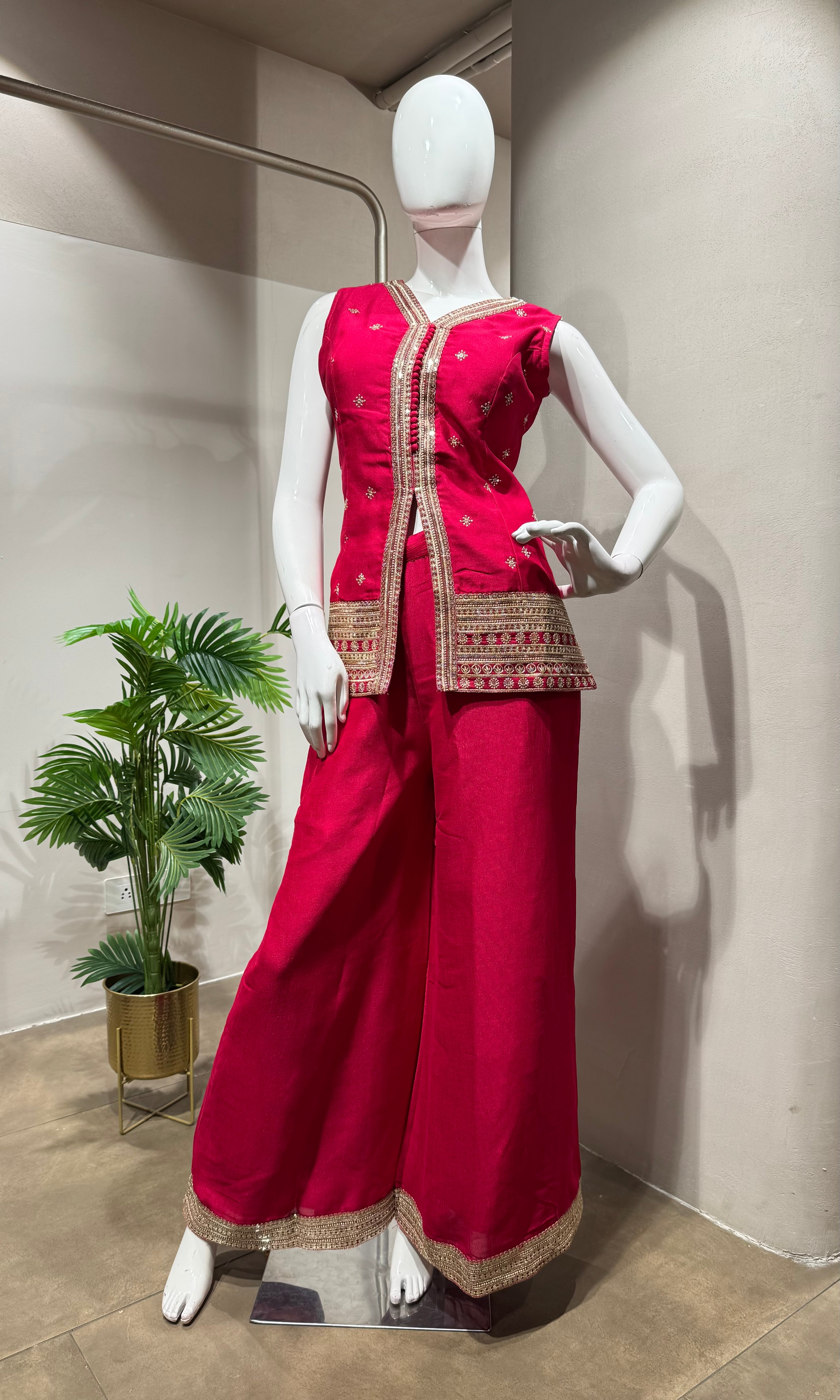 Rani gold embroidery sharara set