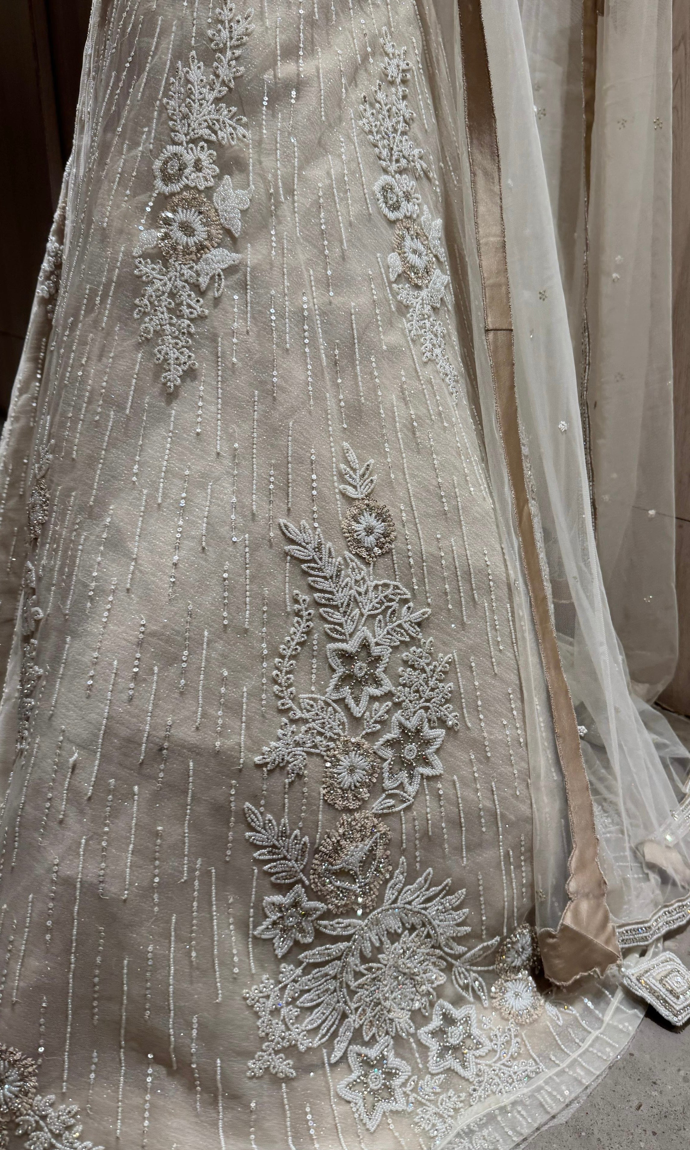 SILVER LEHENGA WITH INTRICATE EMBROIDERY