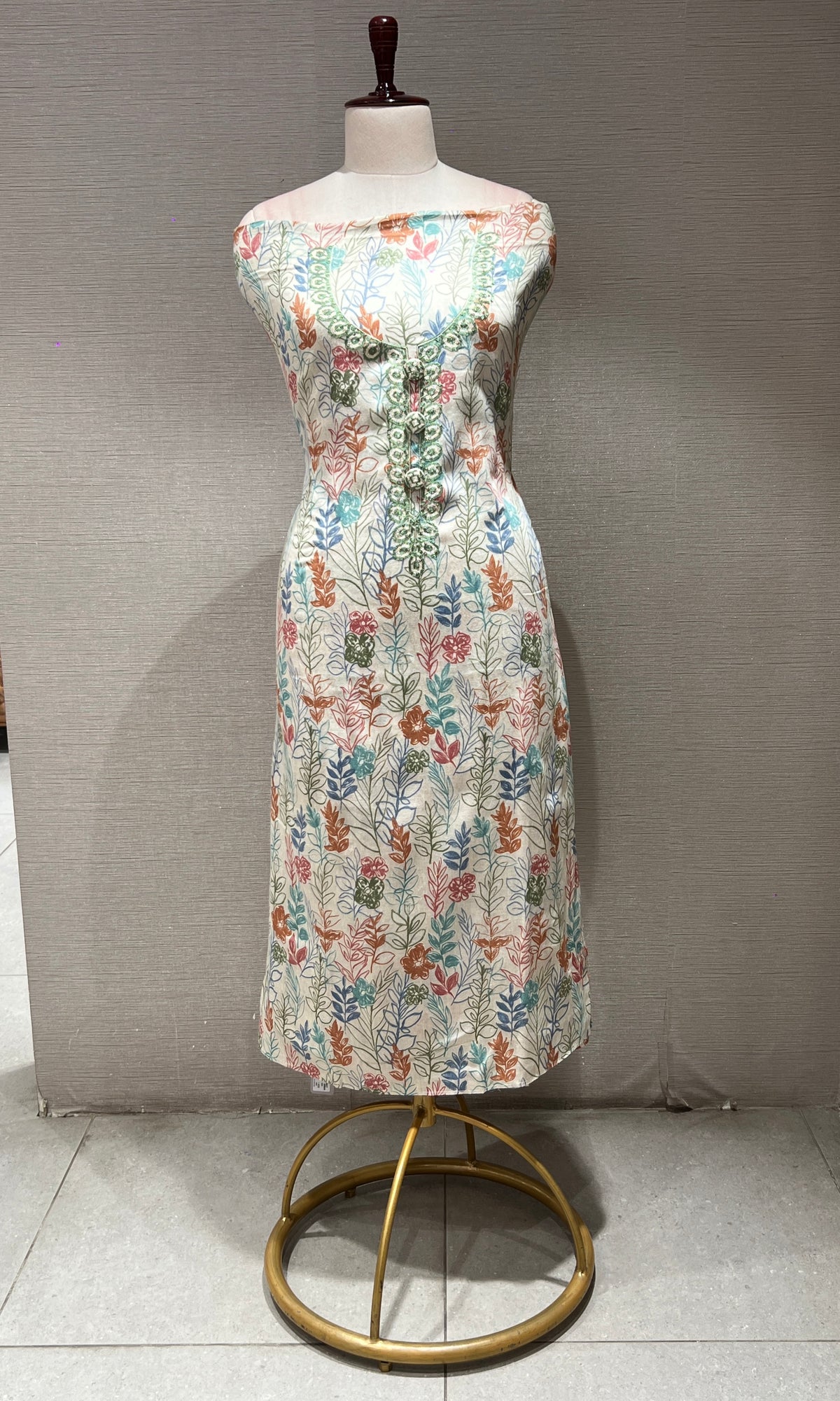 Green FLORAL Dress material