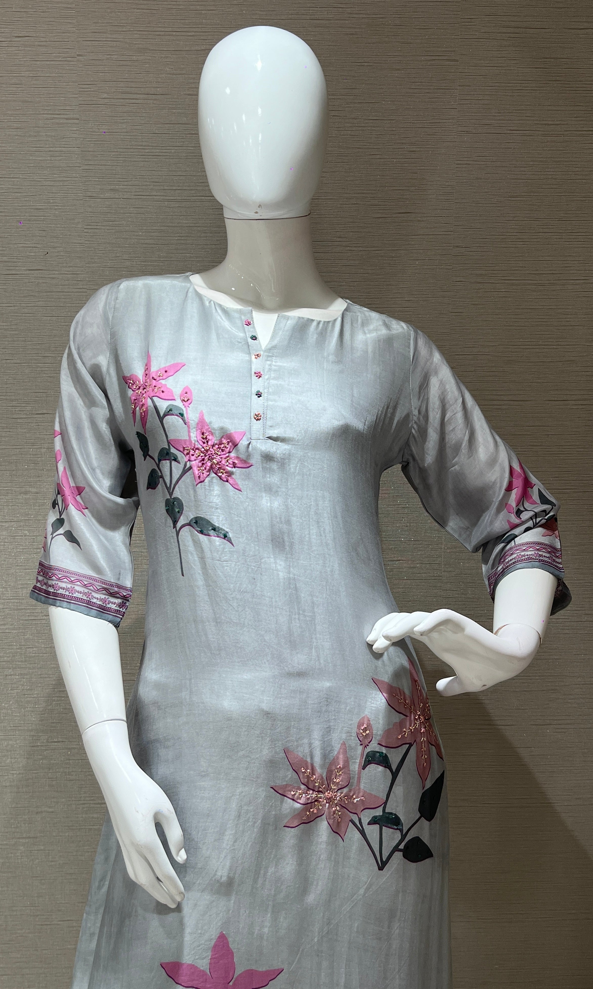 Grey floral print Kurti top