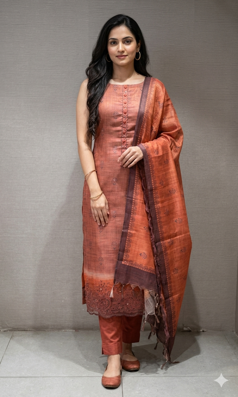 Rust dress material