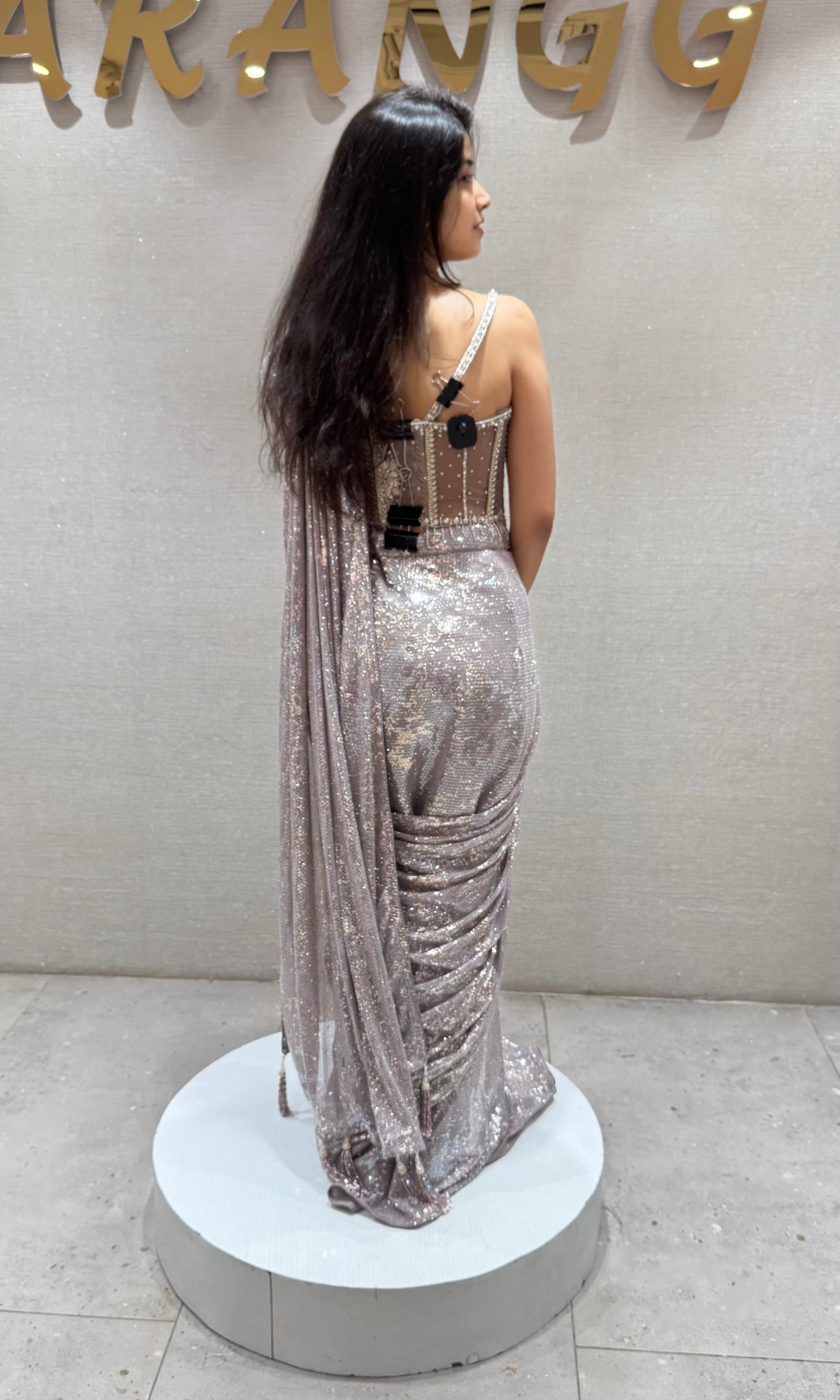 Light purple beaded corset DRAPE SAREE