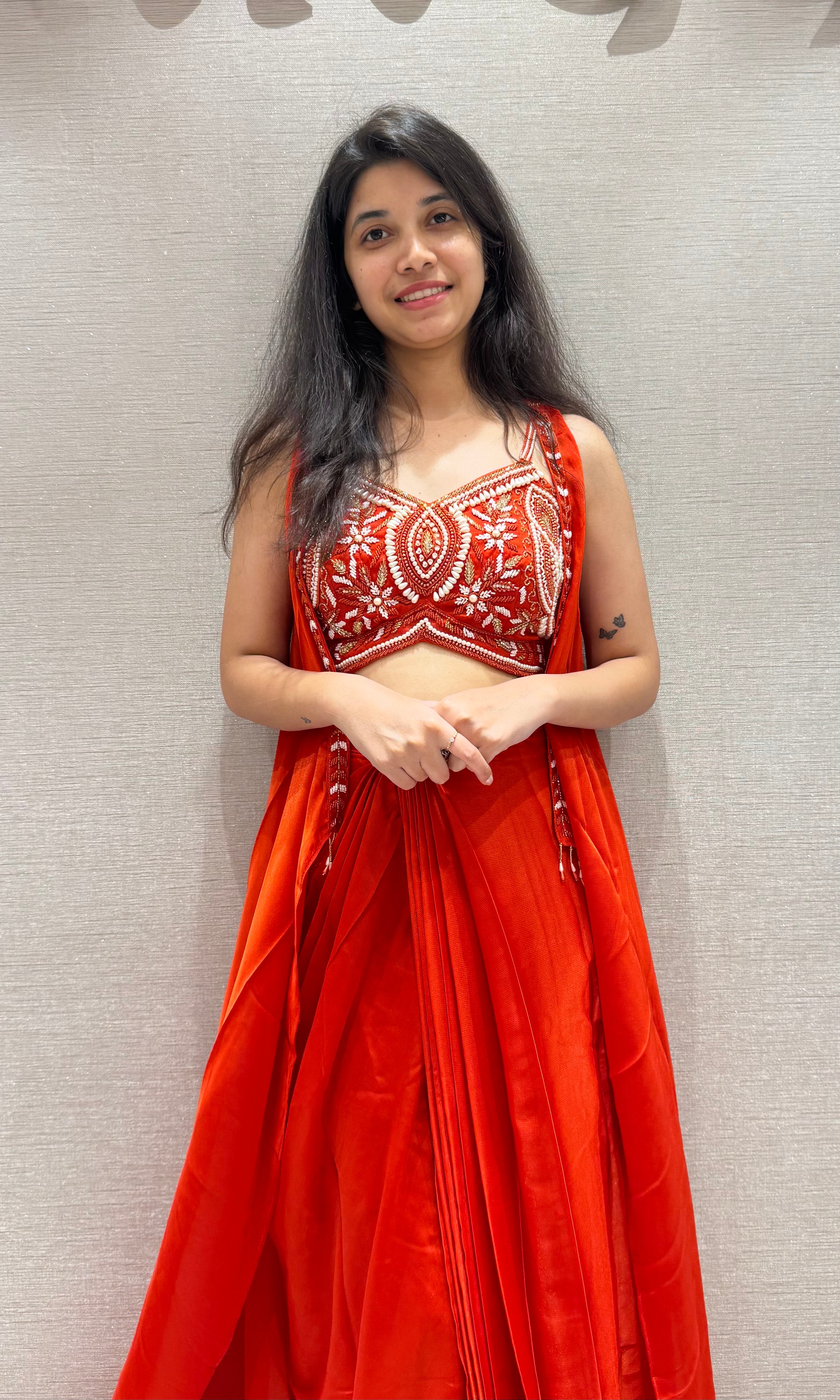 RUST 3 PIECE INDO WESTERN DRESS