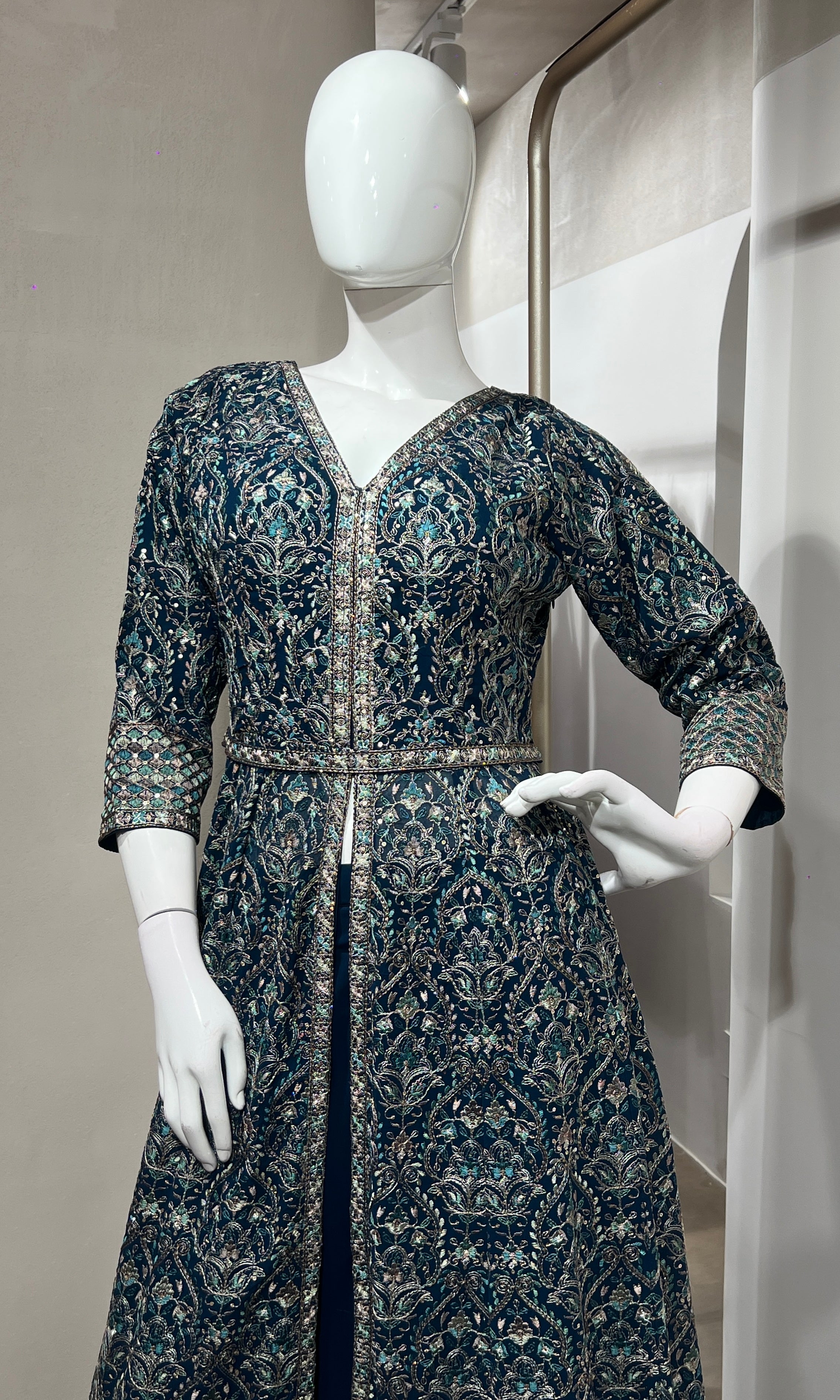 PEACOCK Blue FRONT SLIT ANARKALI SET